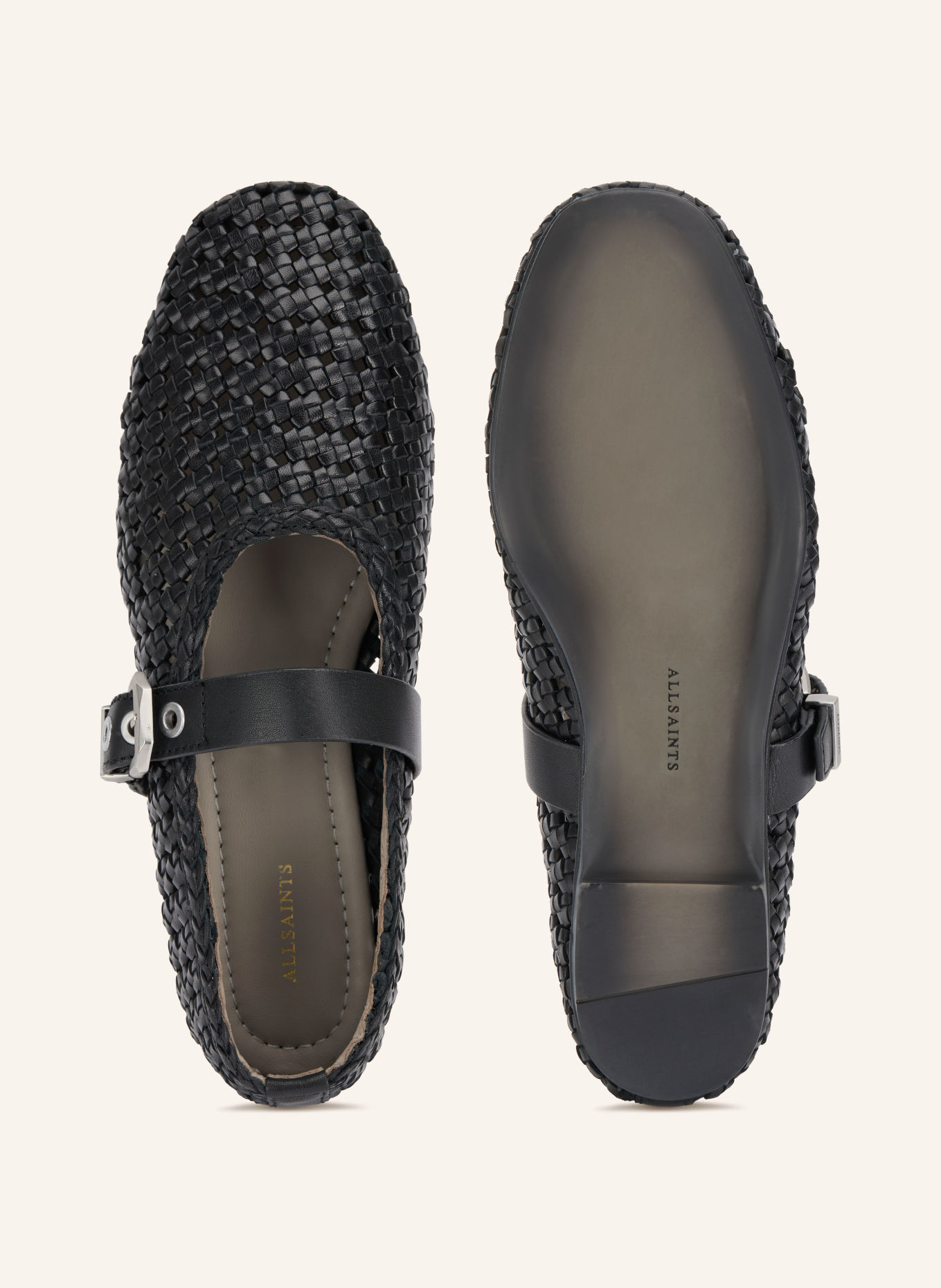 ALLSAINTS Mary-Jane-Ballerinas SABINE: SCHWARZ / SILBER