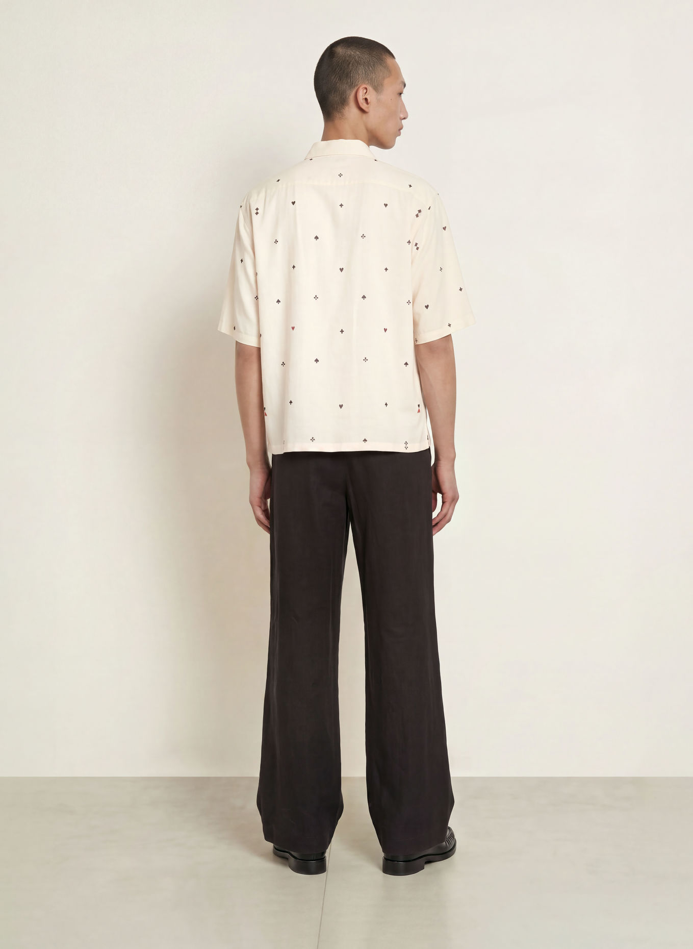 ALLSAINTS Overhemd met korte mouwen CARDSUIT Oversized Fit: ECRU / ROOD / ZWART