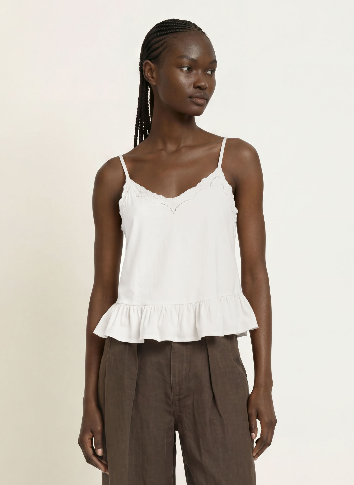 ALLSAINTS Top mit Rüschen: WEISS