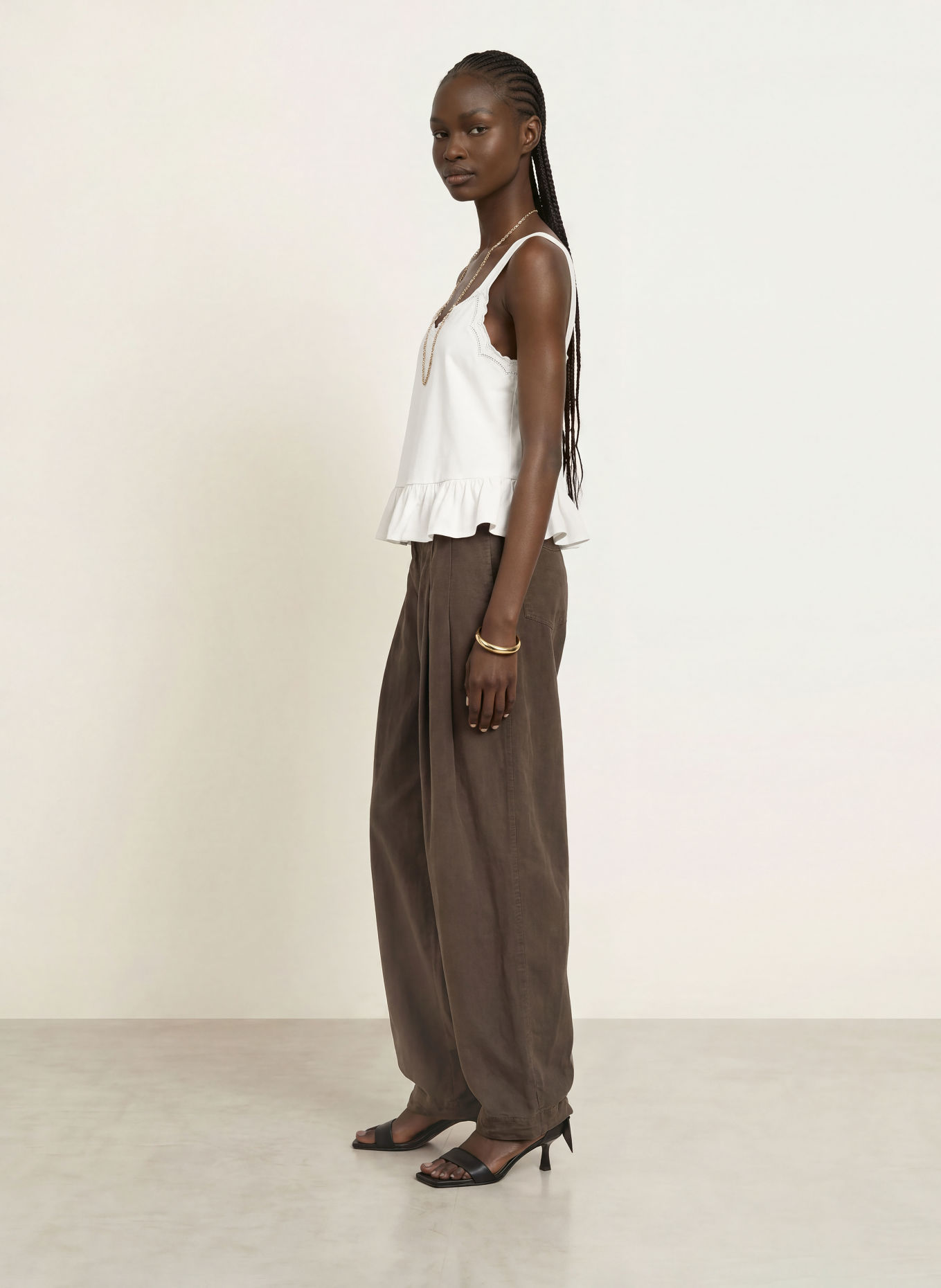 ALLSAINTS Top mit Rüschen: WEISS