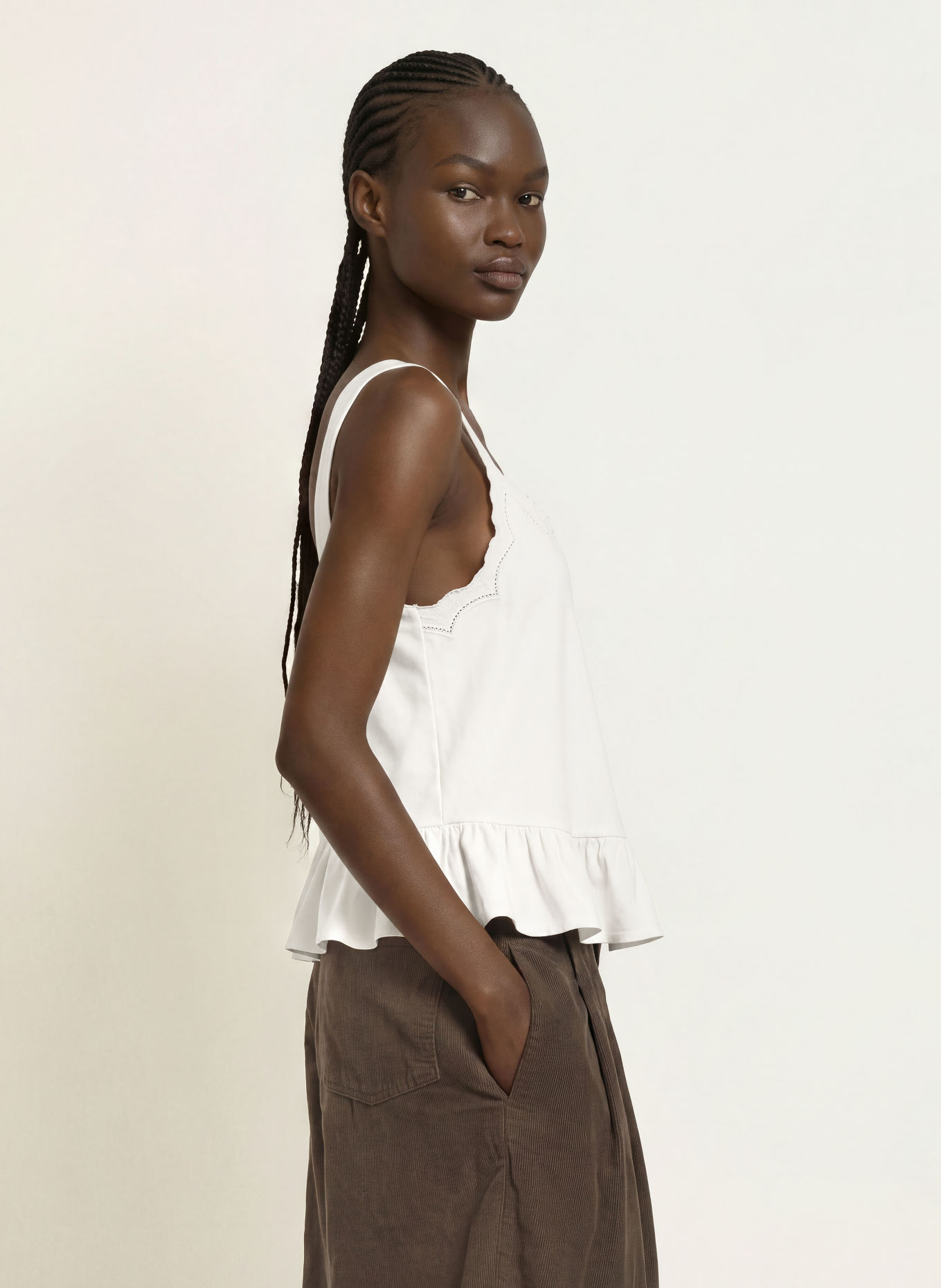 ALLSAINTS Top mit Rüschen: WEISS