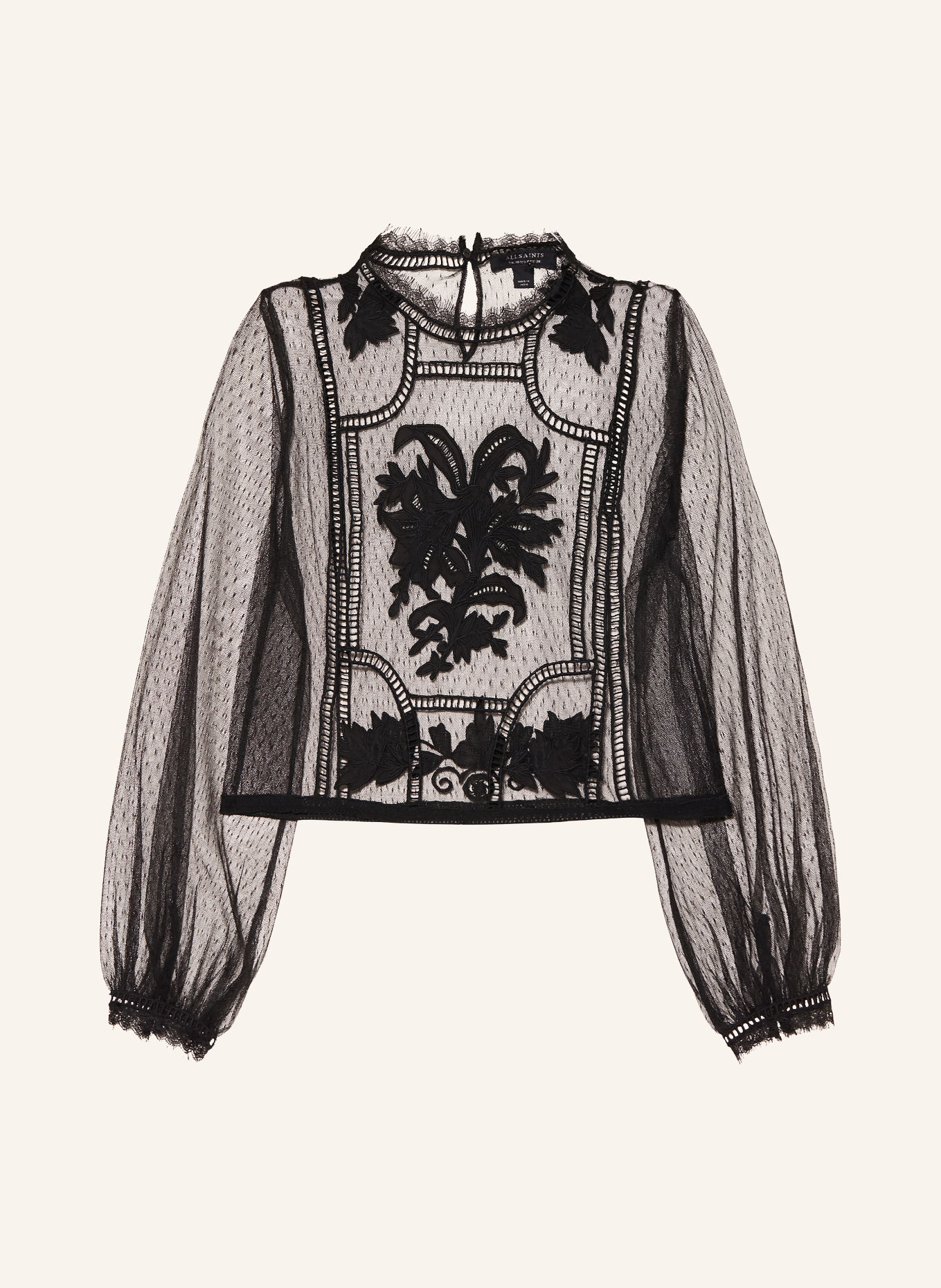 ALLSAINTS CESCA tulle shirt blouse: BLACK
