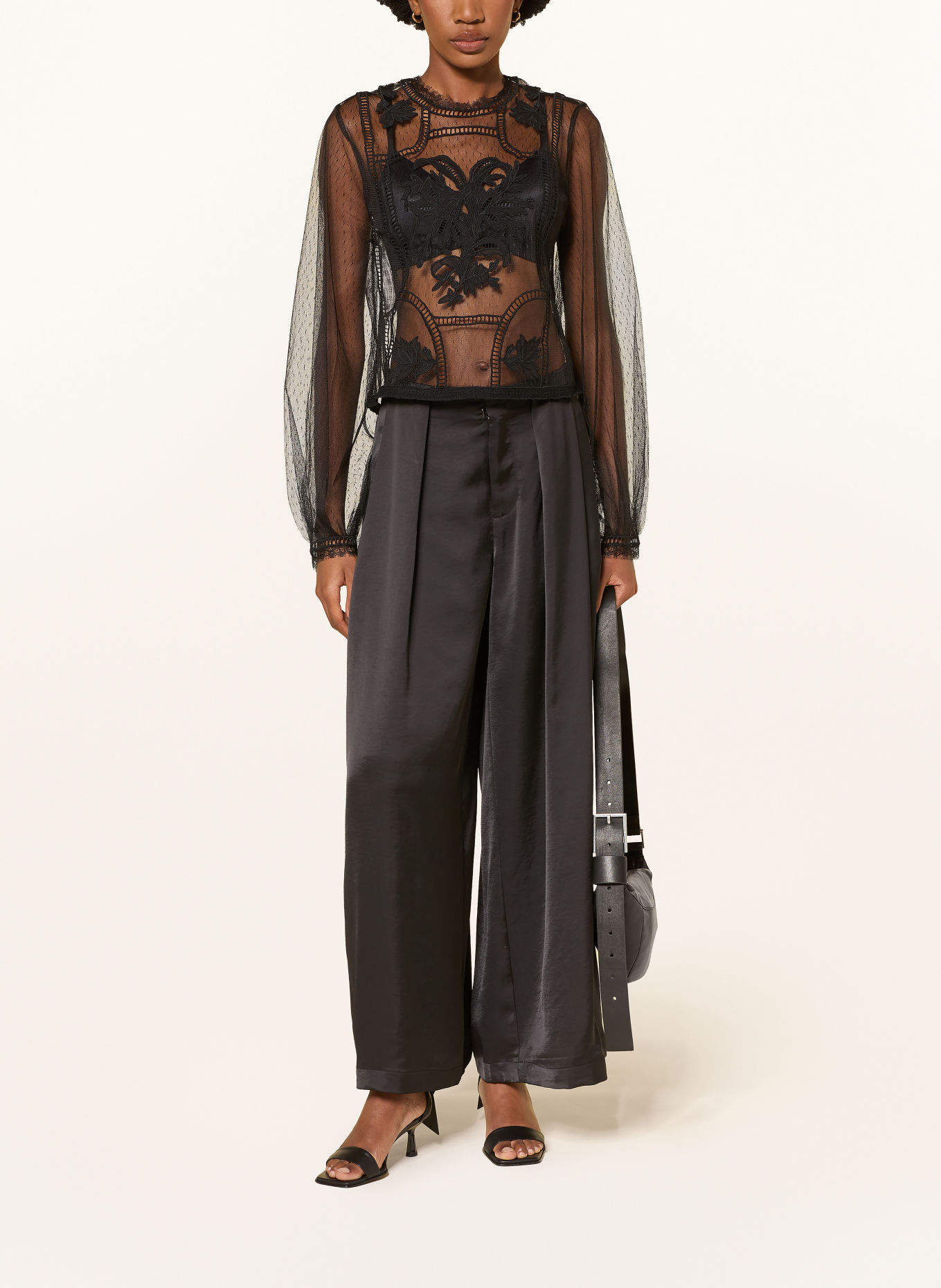 ALLSAINTS CESCA tulle shirt blouse: BLACK