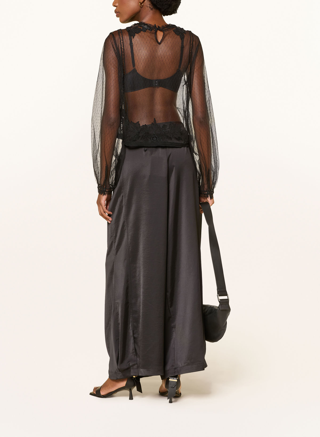 ALLSAINTS CESCA tulle shirt blouse: BLACK