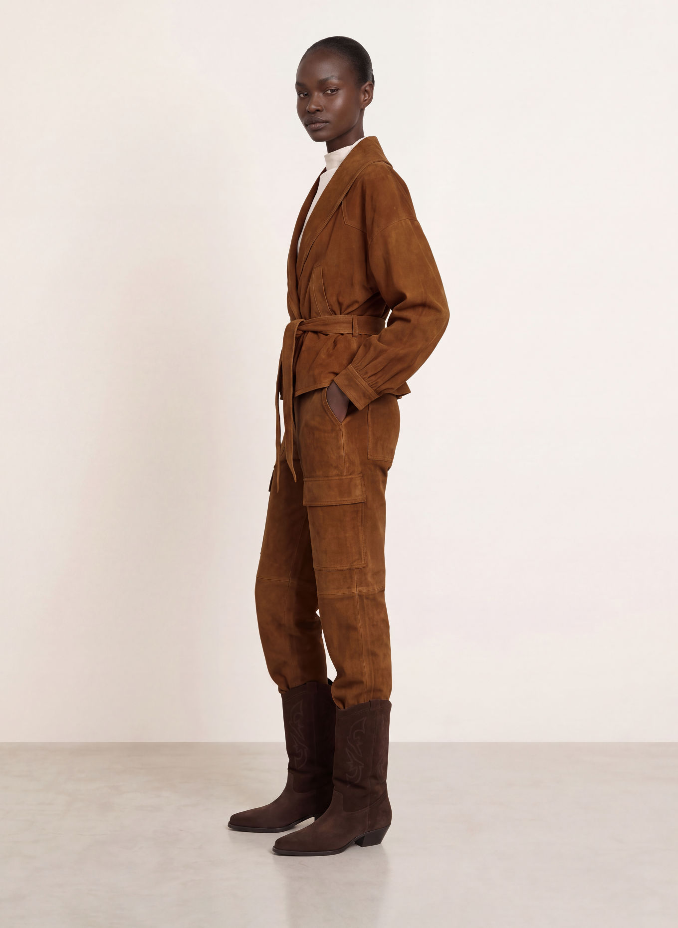 ba&sh Lederjacke MANON: BRAUN