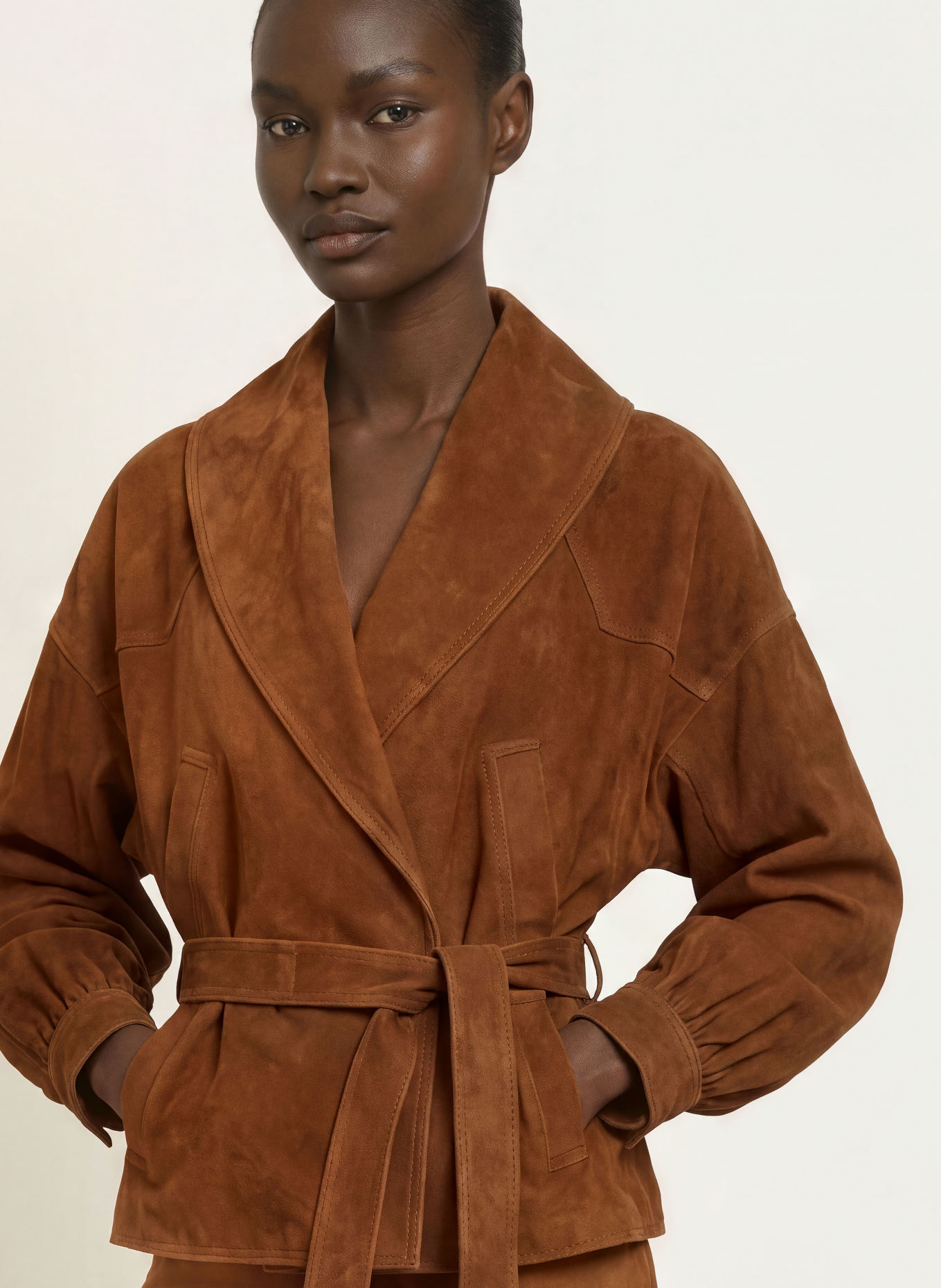 ba&sh Lederjacke MANON: BRAUN