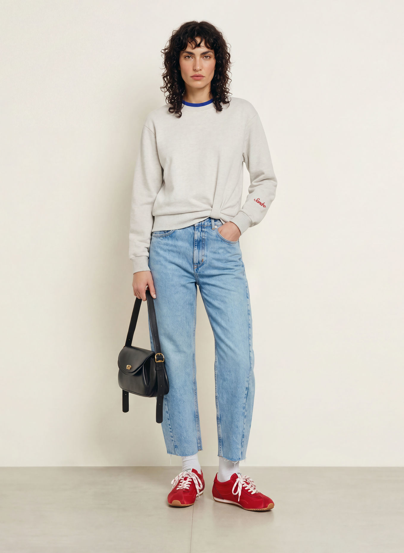 SANDRO Sweatshirt: HELLGRAU / BLAU