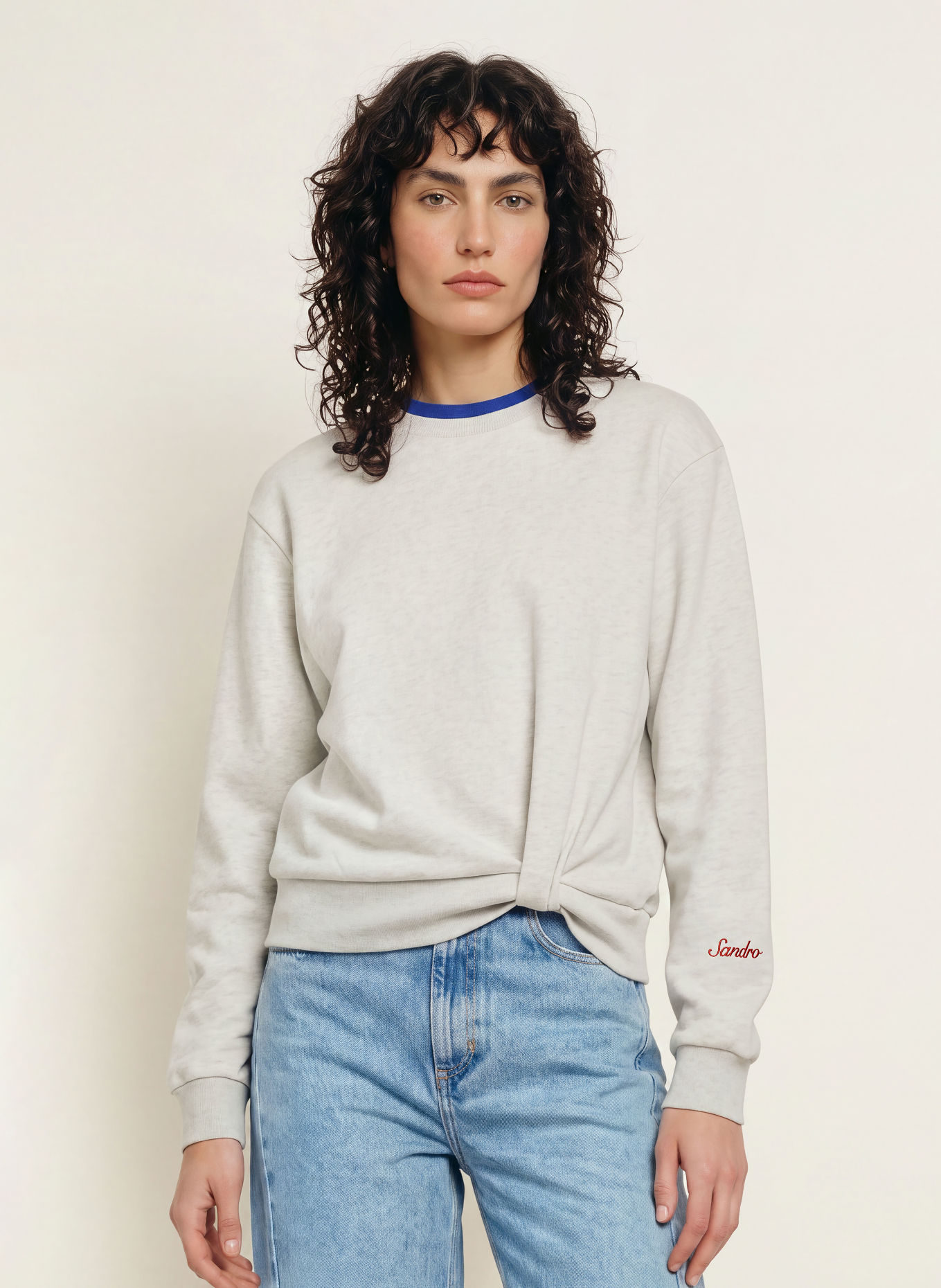 SANDRO Sweatshirt: HELLGRAU / BLAU