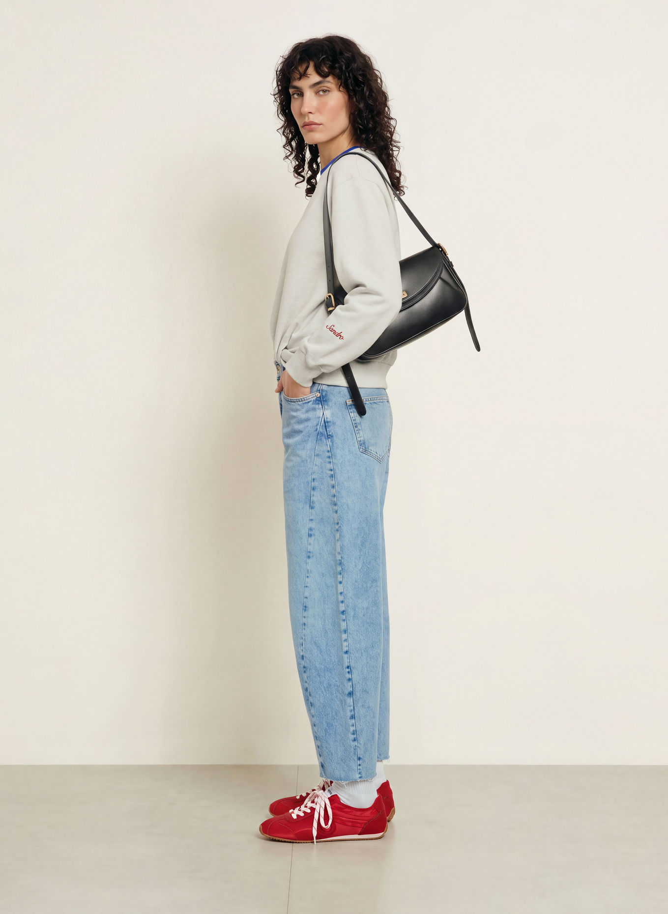 SANDRO Sweatshirt: HELLGRAU / BLAU