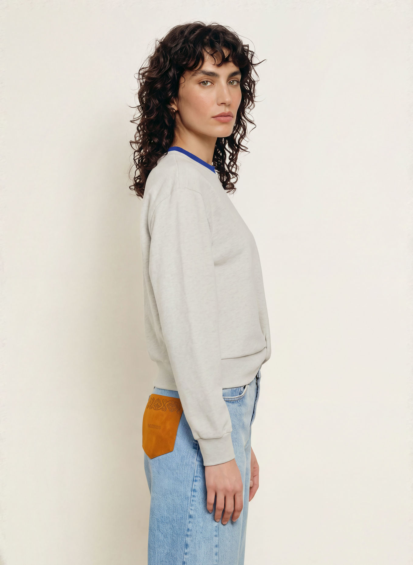 SANDRO Sweatshirt: HELLGRAU / BLAU