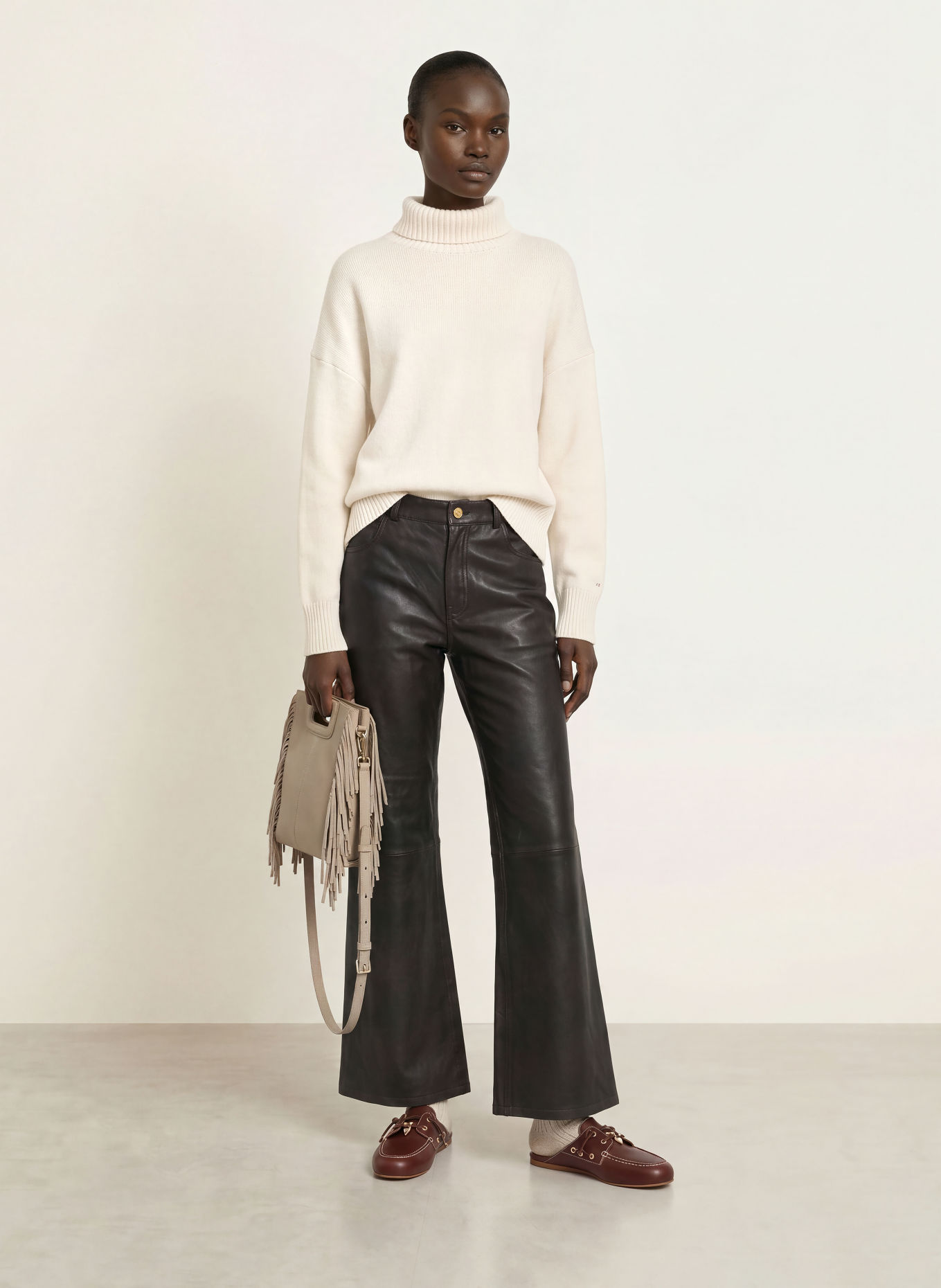 maje Rollkragenpullover mit Cashmere: ECRU
