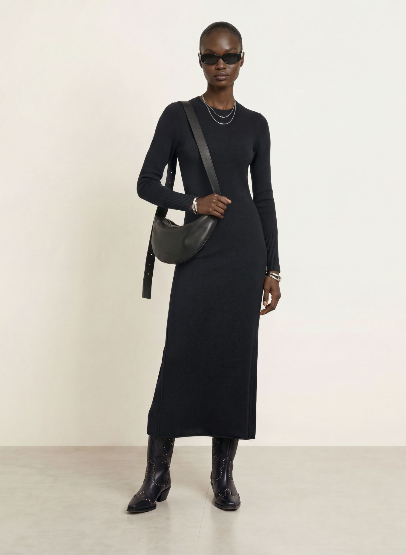 ALLSAINTS ERITH Knit Dress: BLACK