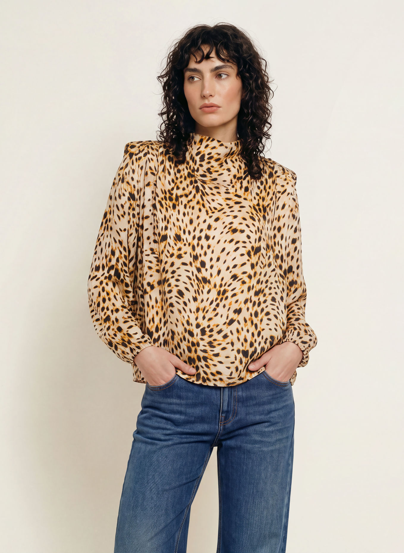 ba&sh Blusenshirt HOPE: BEIGE / HELLBRAUN / DUNKELBRAUN