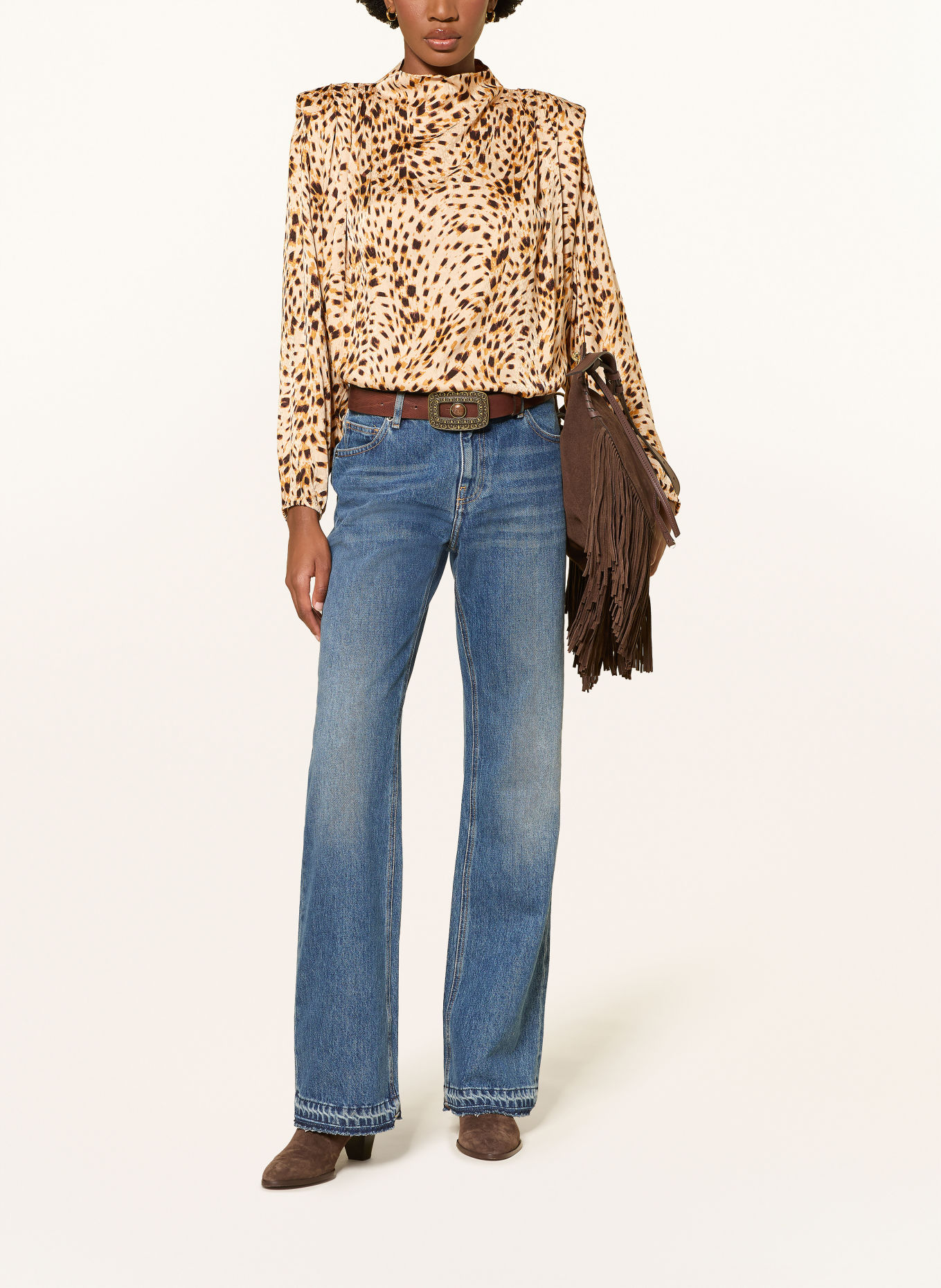 ba&sh Blusenshirt HOPE: BEIGE / HELLBRAUN / DUNKELBRAUN