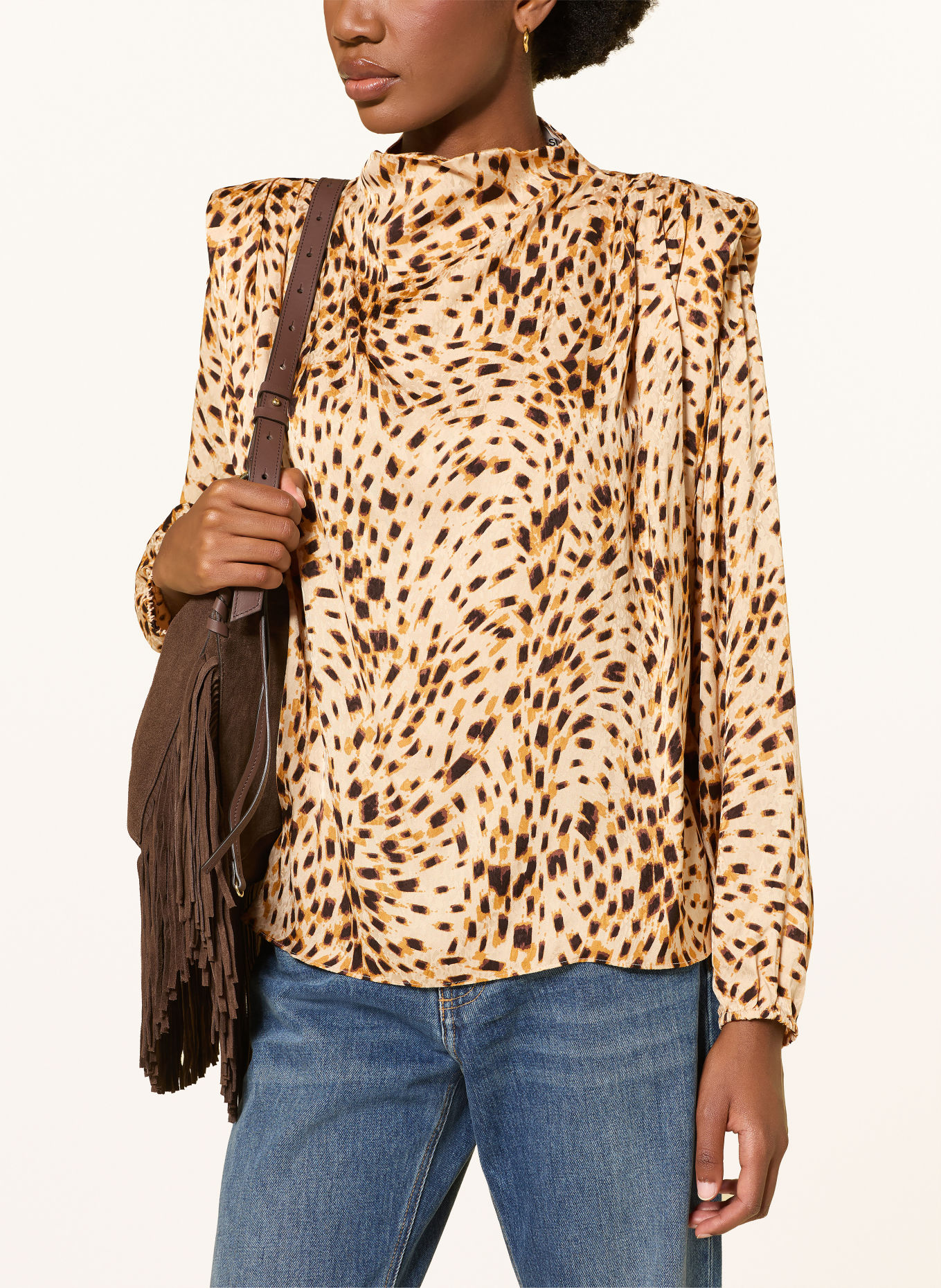 ba&sh Blusenshirt HOPE: BEIGE / HELLBRAUN / DUNKELBRAUN