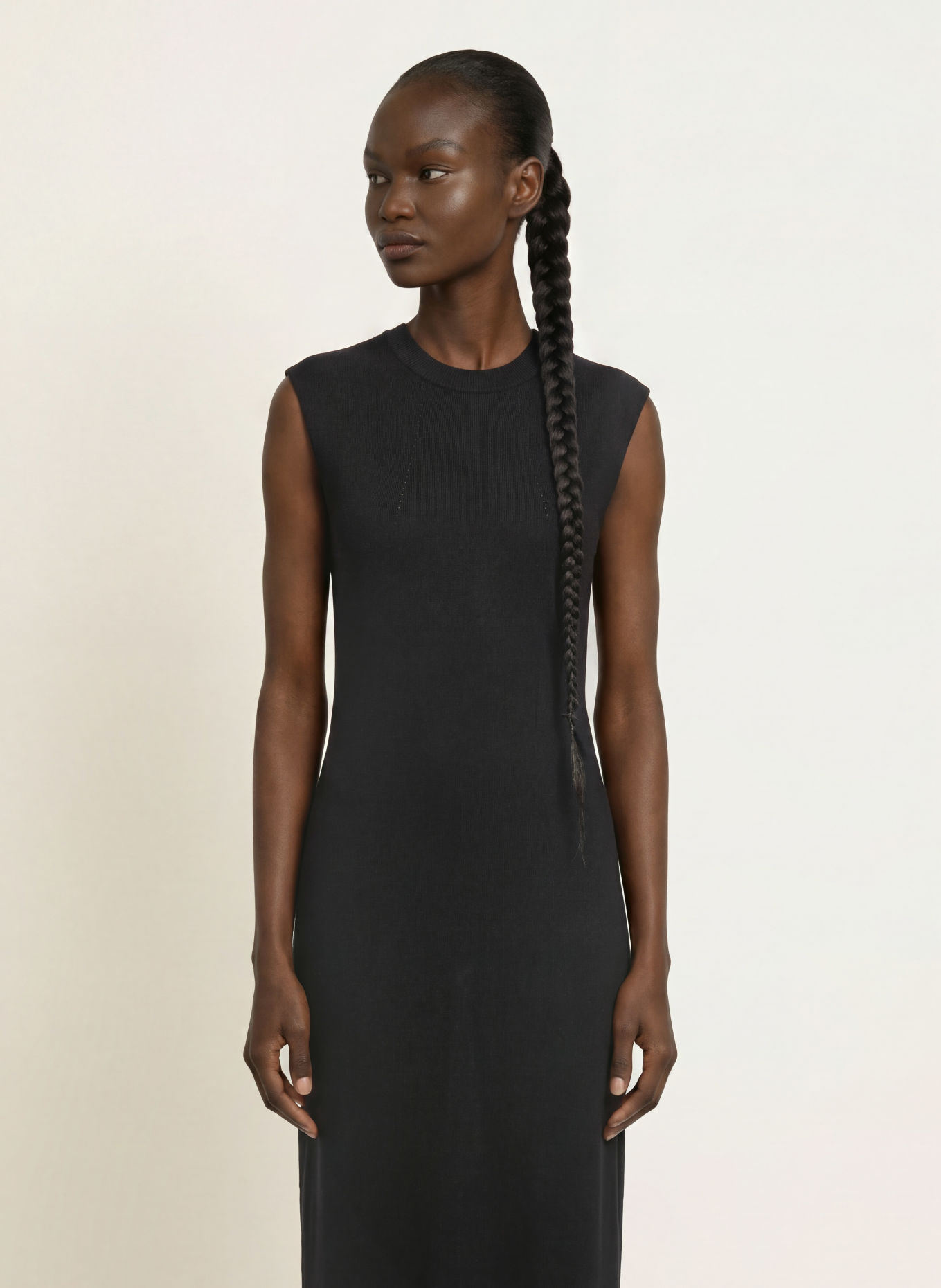 ALLSAINTS KAYLA Knit Dress Made of Merino Wool: BLACK