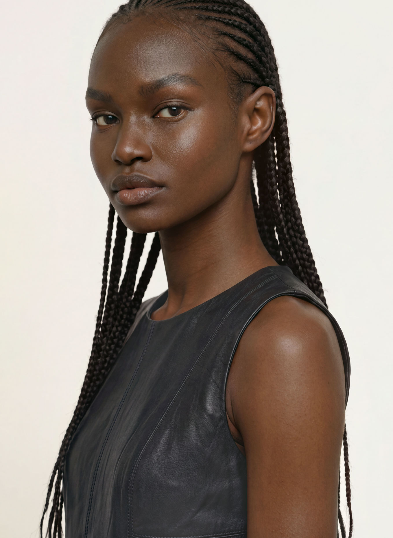 ALLSAINTS VEE Leather Dress: BLACK