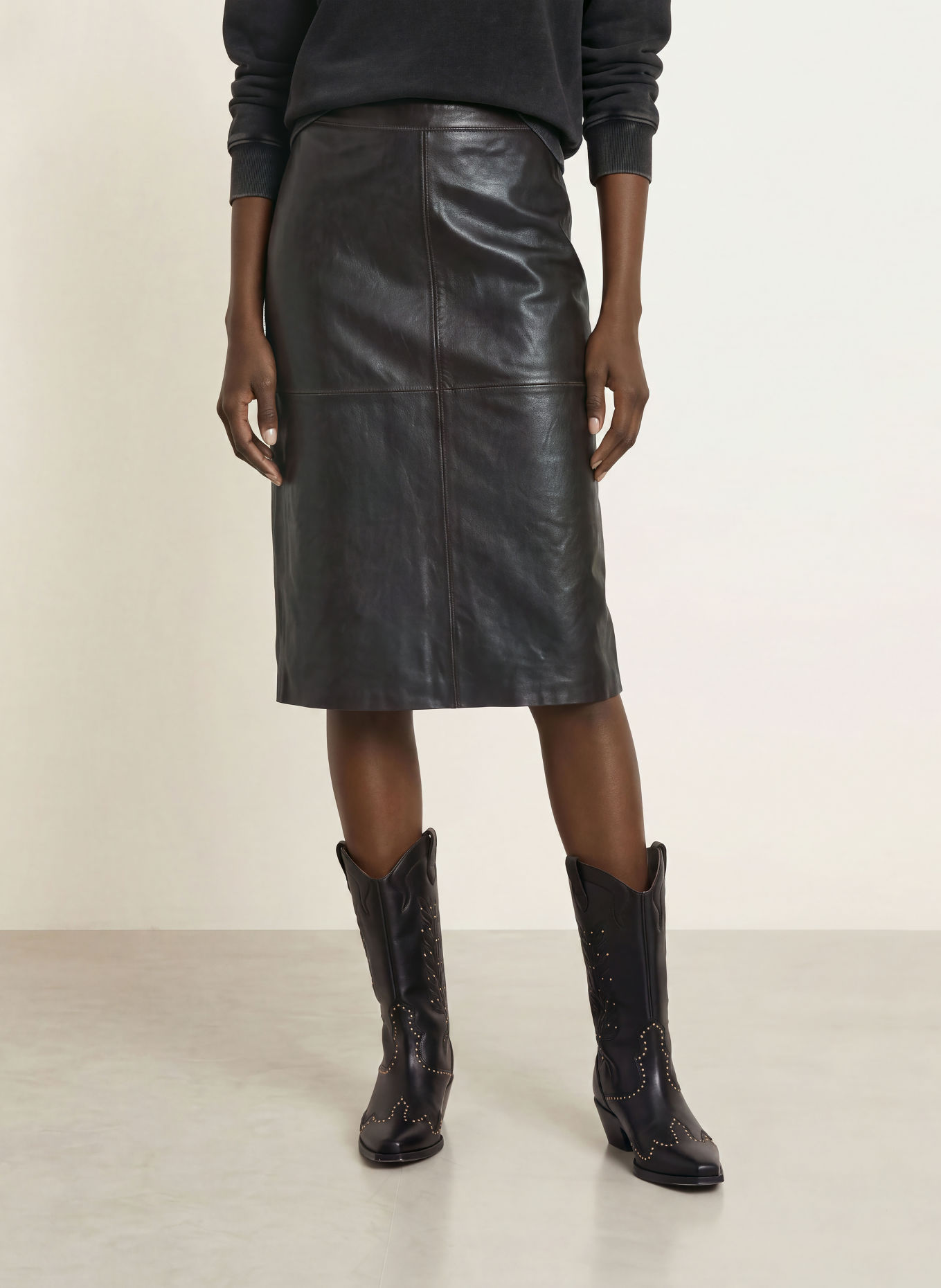 ALLSAINTS Lederrock OLIVIA: DUNKELBRAUN