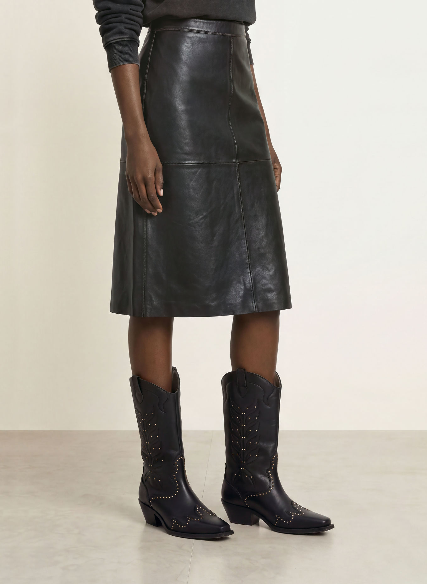 ALLSAINTS Lederrock OLIVIA: DUNKELBRAUN