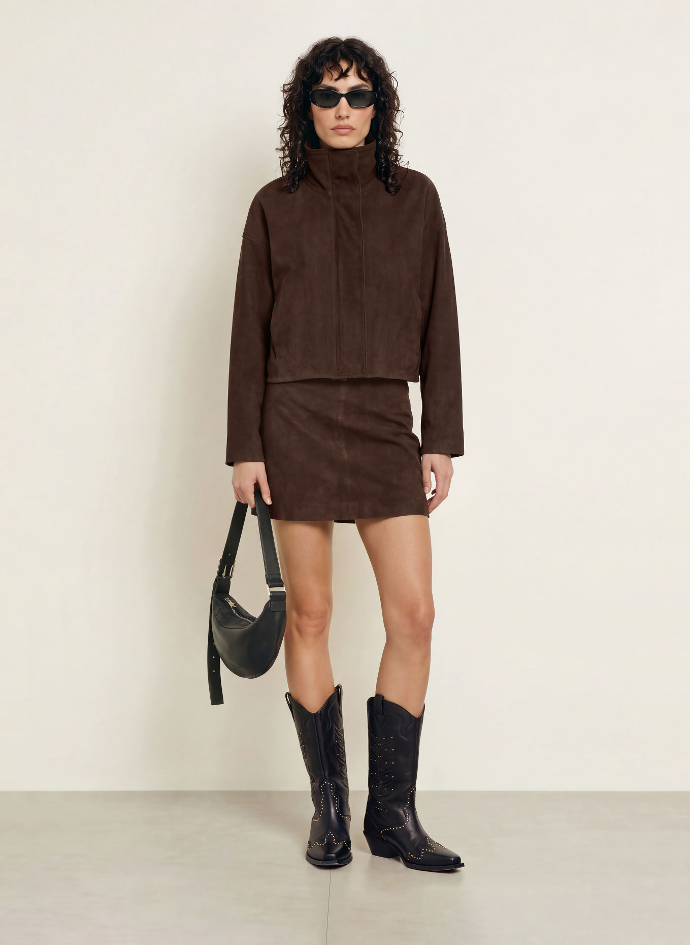 ALLSAINTS Lederrock RENAI: DUNKELBRAUN