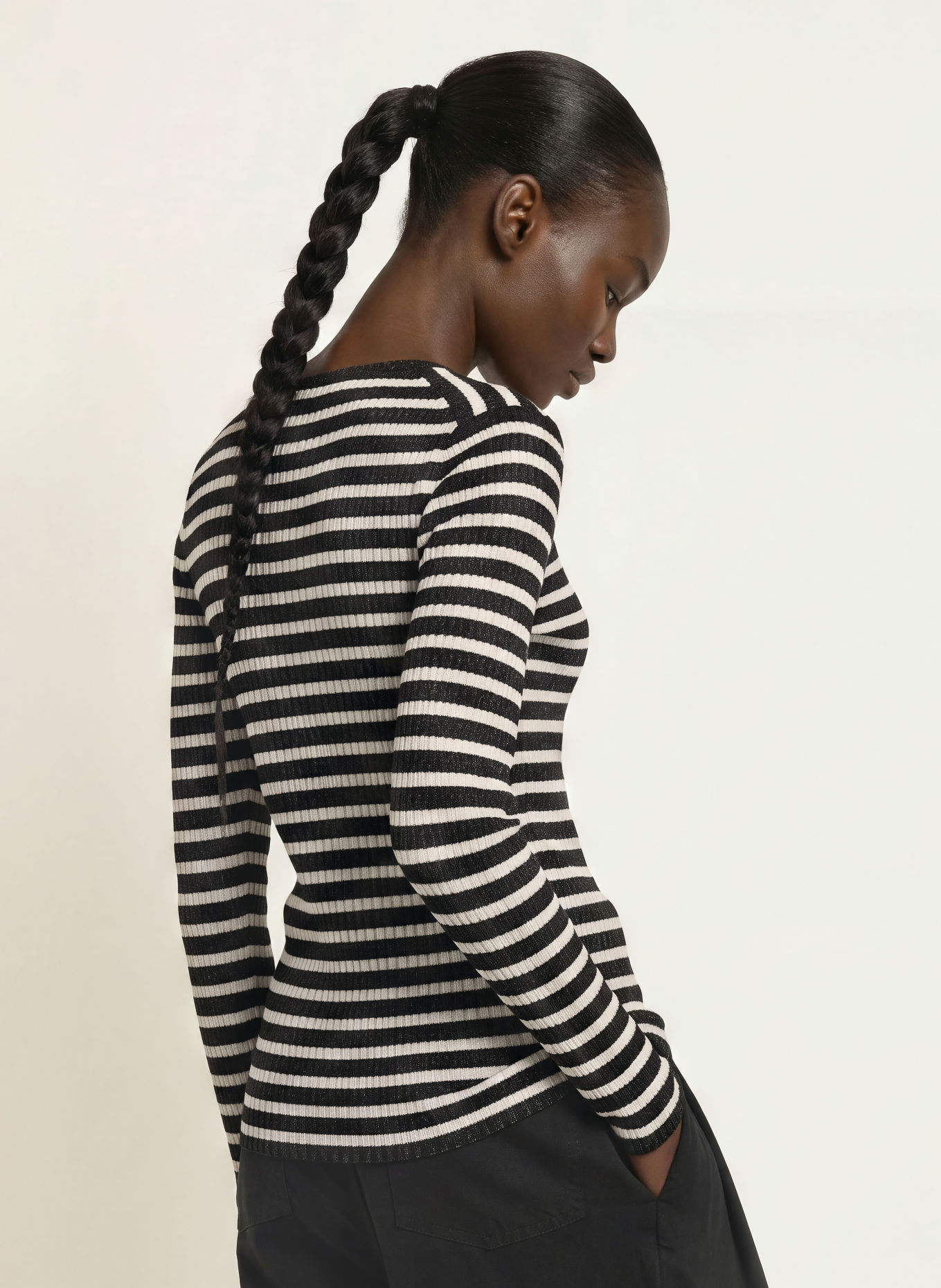 ALLSAINTS Pullover KAY mit Glitzergarn: CREME / SCHWARZ