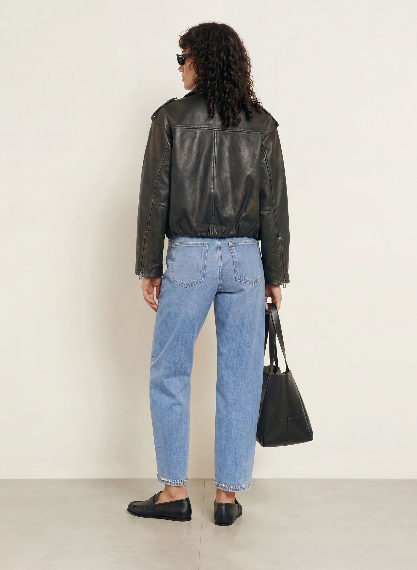 ALLSAINTS SADIE Barrel-leg jeans with Studs: 2160 Light Indigo