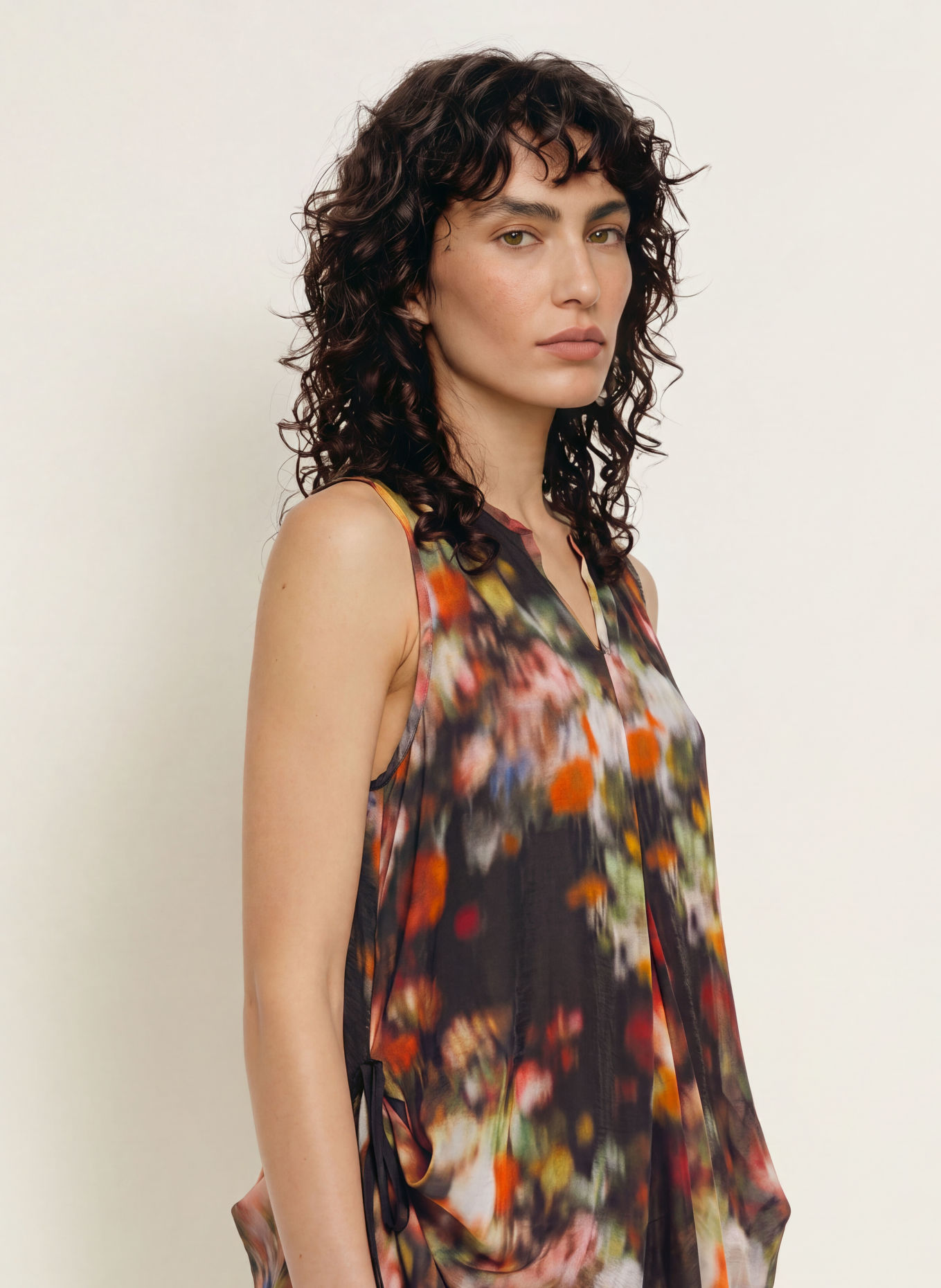ALLSAINTS SYBIL Dress with Flounces: BLACK / RED / GREEN