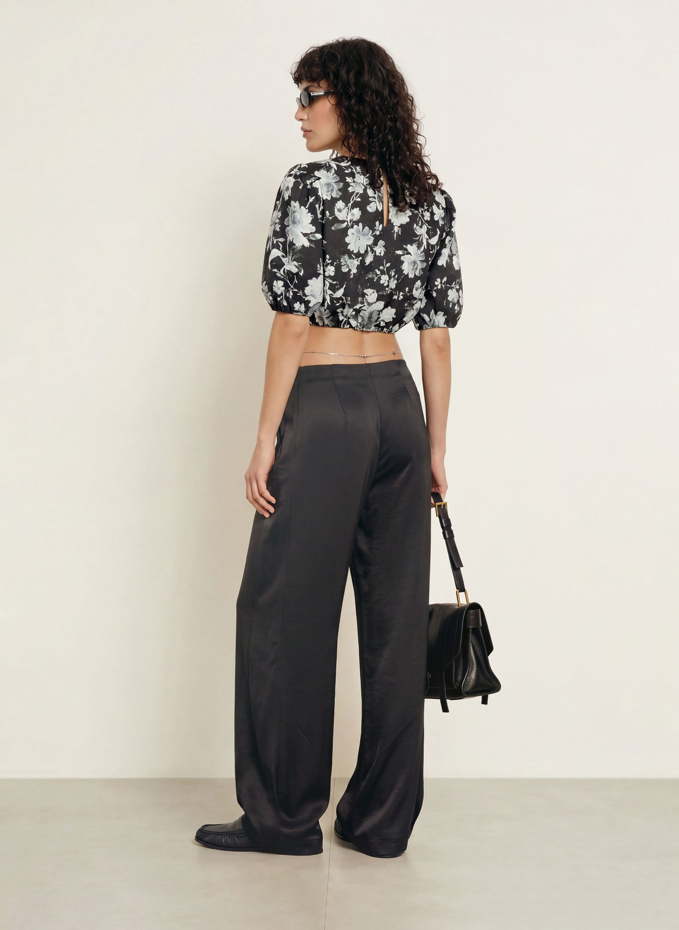 ALLSAINTS Cropped-Blusenshirt LEVY: SCHWARZ / GRAU / WEISS
