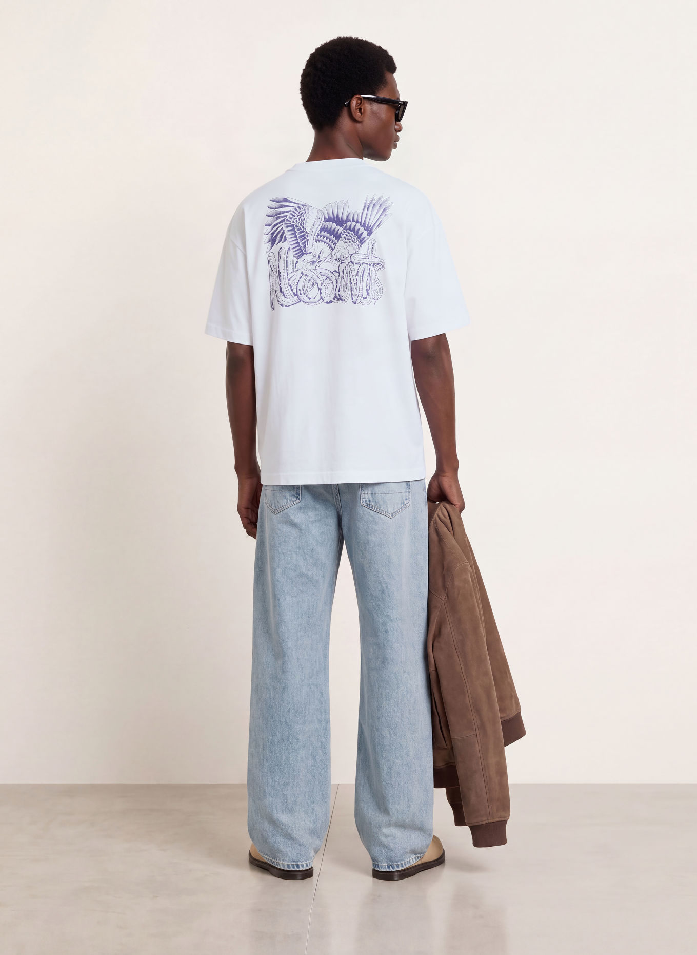 ALLSAINTS T-Shirt BATTLES: WEISS / DUNKELBLAU