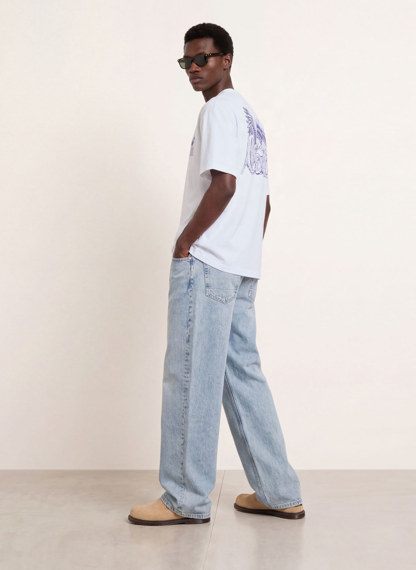 ALLSAINTS T-Shirt BATTLES: WEISS / DUNKELBLAU