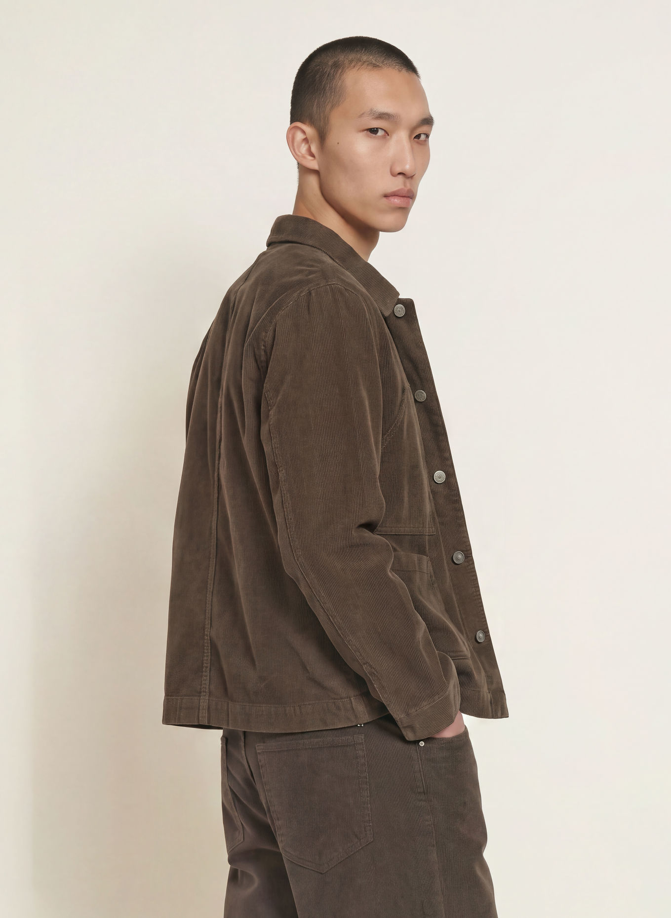 ALLSAINTS Overjacket MUKESH van corduroy: MARRON FONCÉ