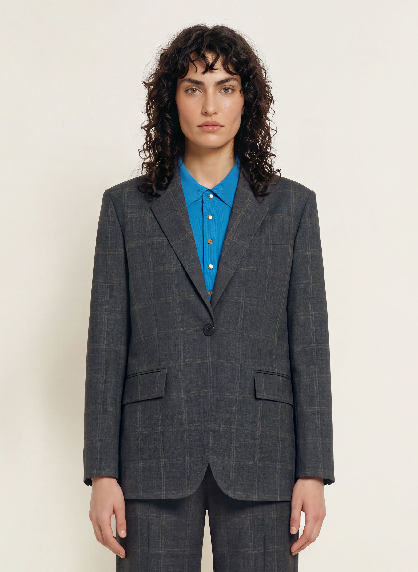 SANDRO Blazer: DUNKELGRAU / CAMEL