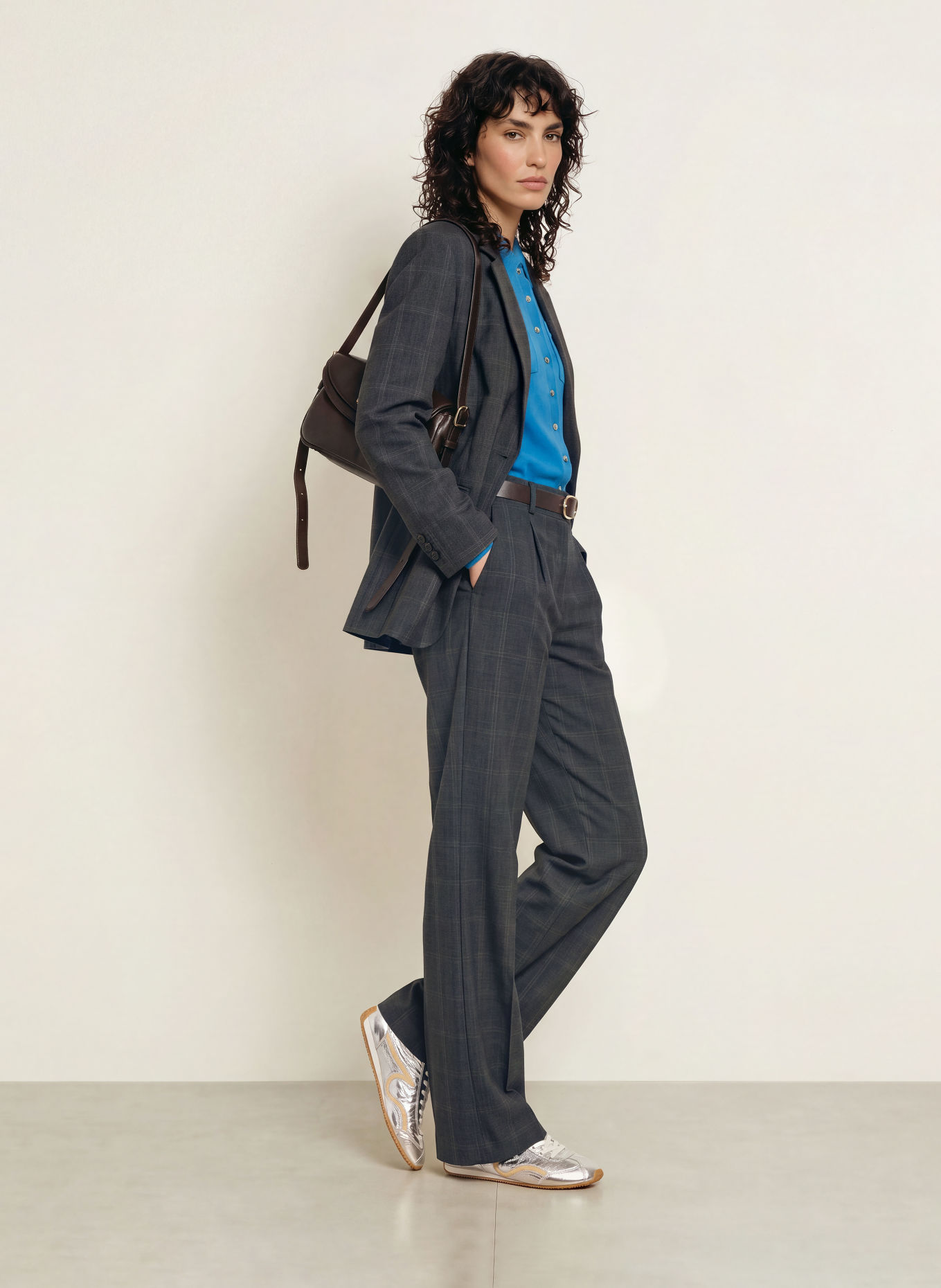 SANDRO Blazer: DUNKELGRAU / CAMEL