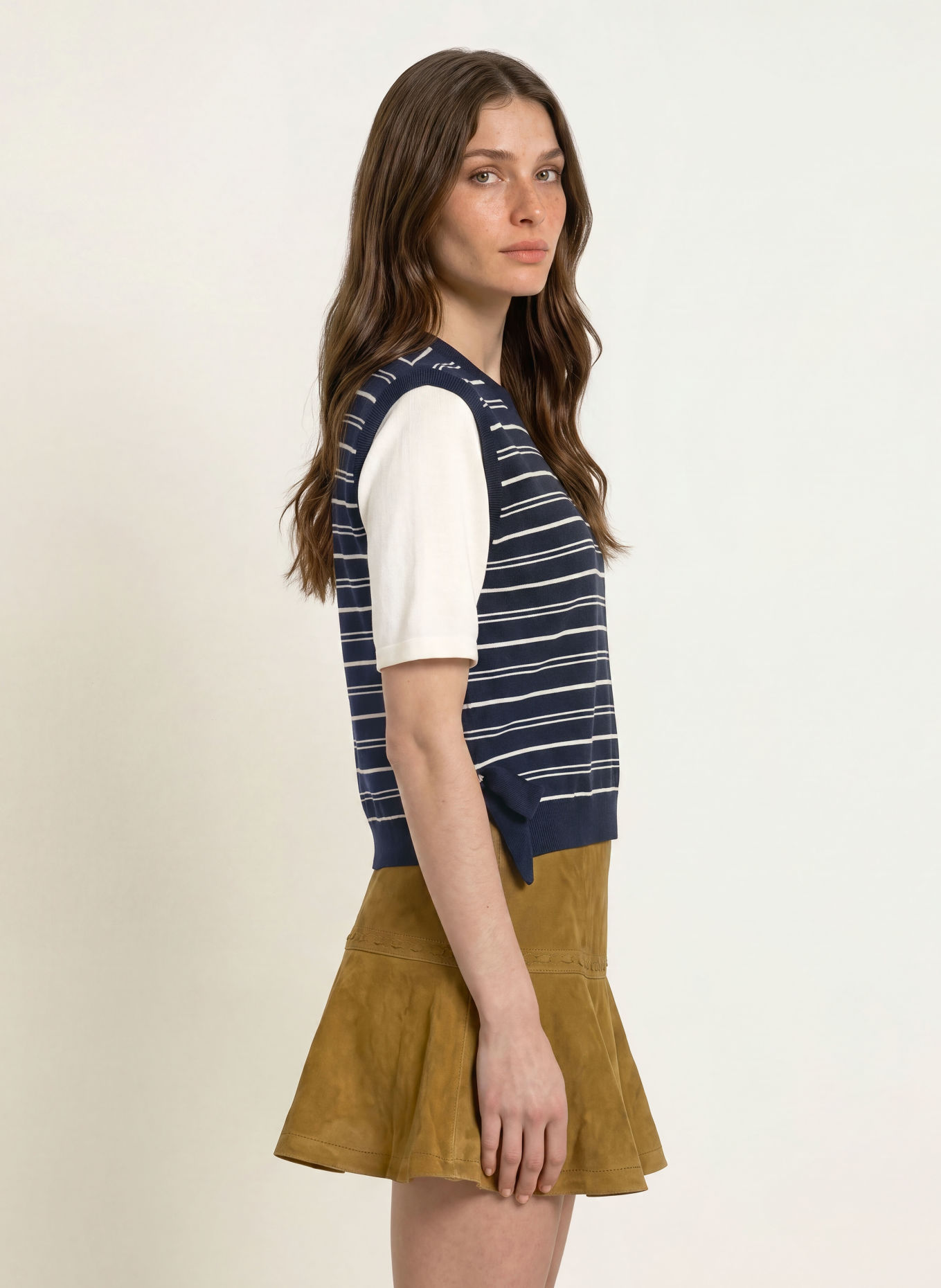 CLAUDIE PIERLOT Strickshirt: DUNKELBLAU / ECRU