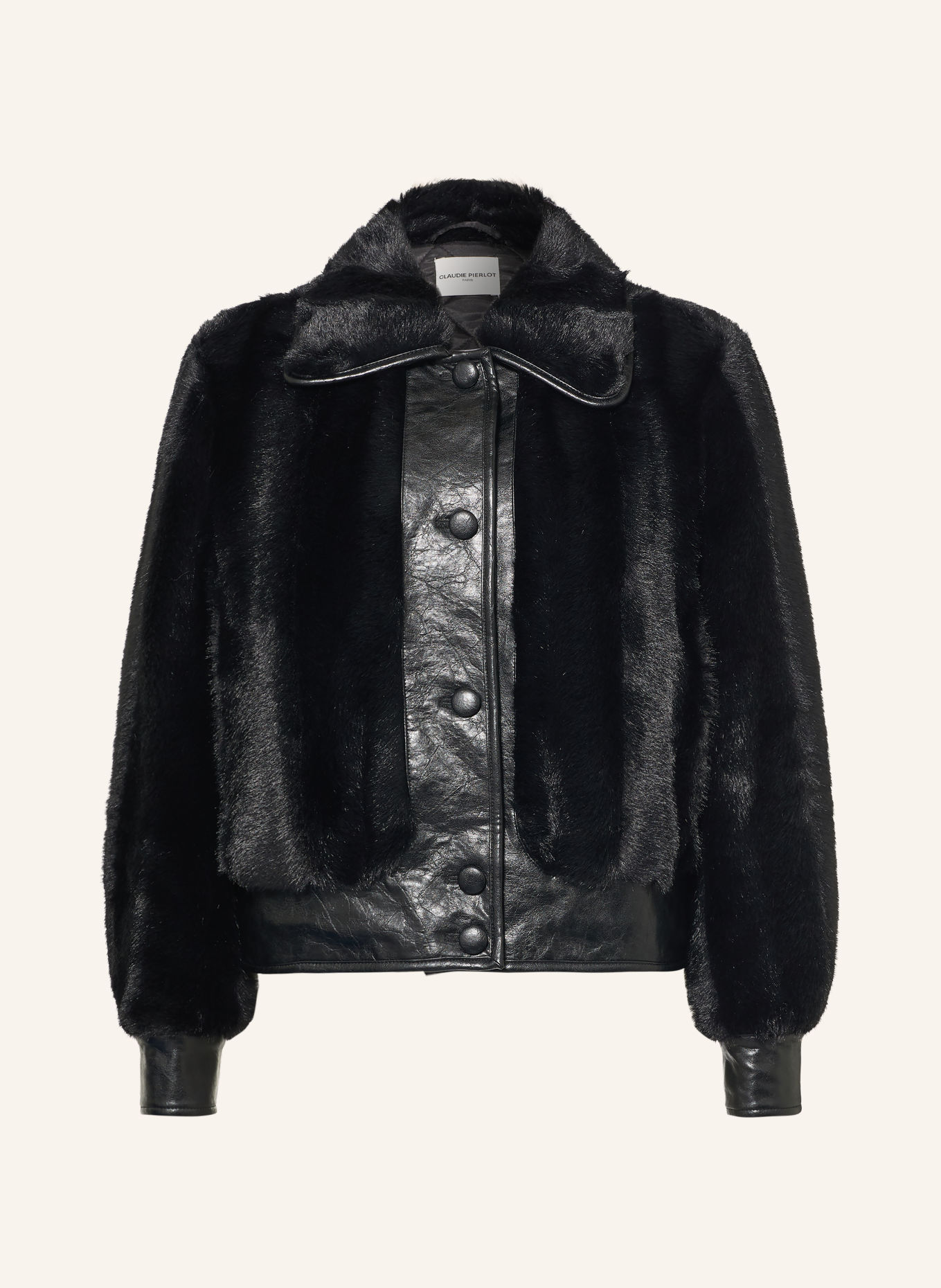 CLAUDIE PIERLOT Kunstfell-Jacke: SCHWARZ
