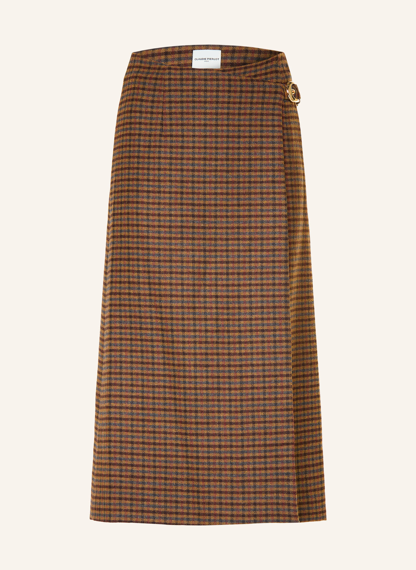 CLAUDIE PIERLOT Flanellrock in Wickeloptik: BEIGE / BRAUN / BLAU