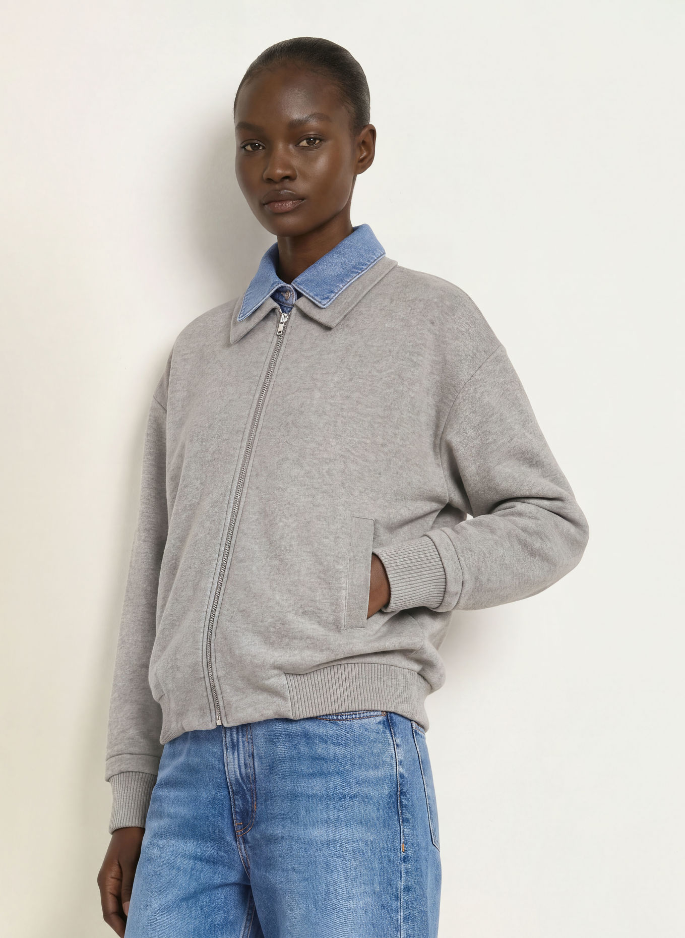 SANDRO Strickjacke: GRAU / BLAU