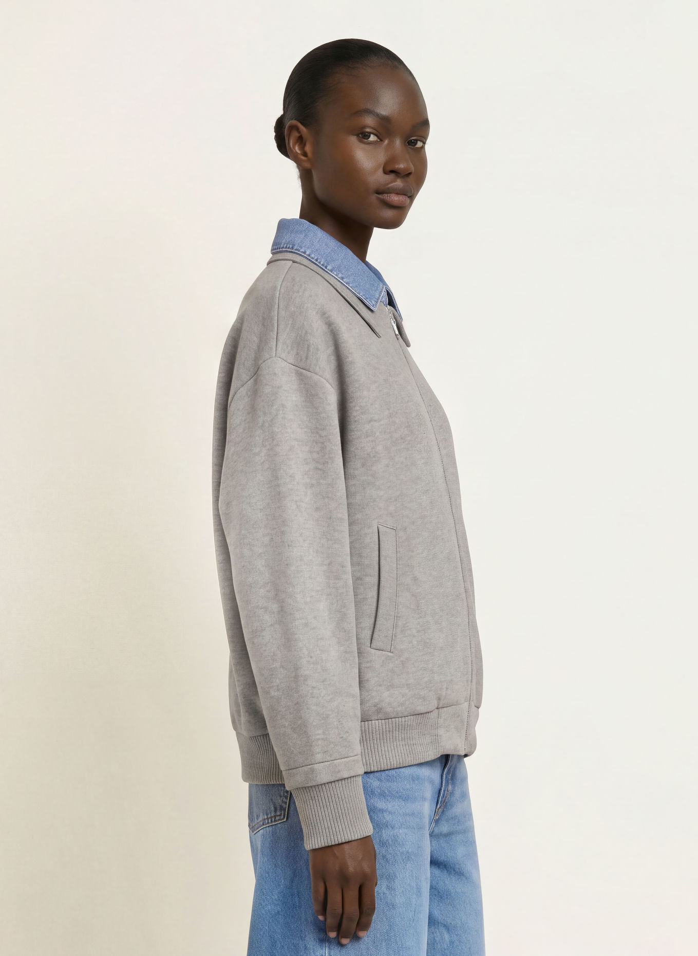 SANDRO Strickjacke: GRAU / BLAU