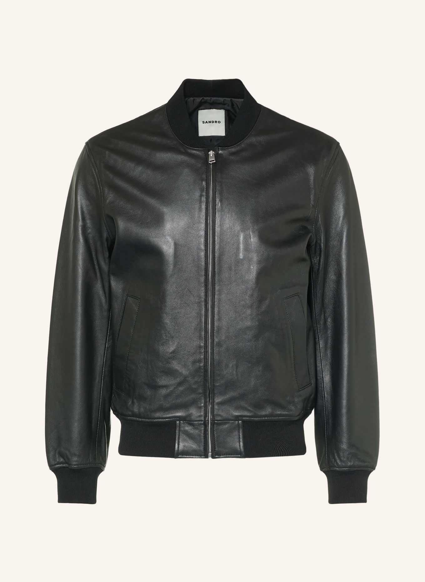 SANDRO Lederblouson: SCHWARZ