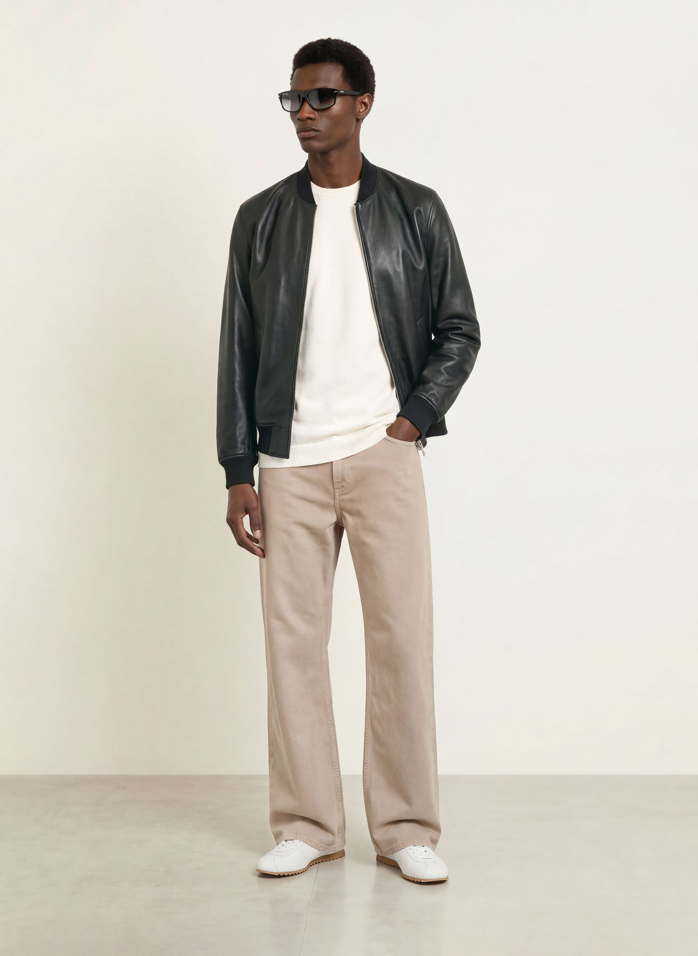 SANDRO Lederblouson: SCHWARZ