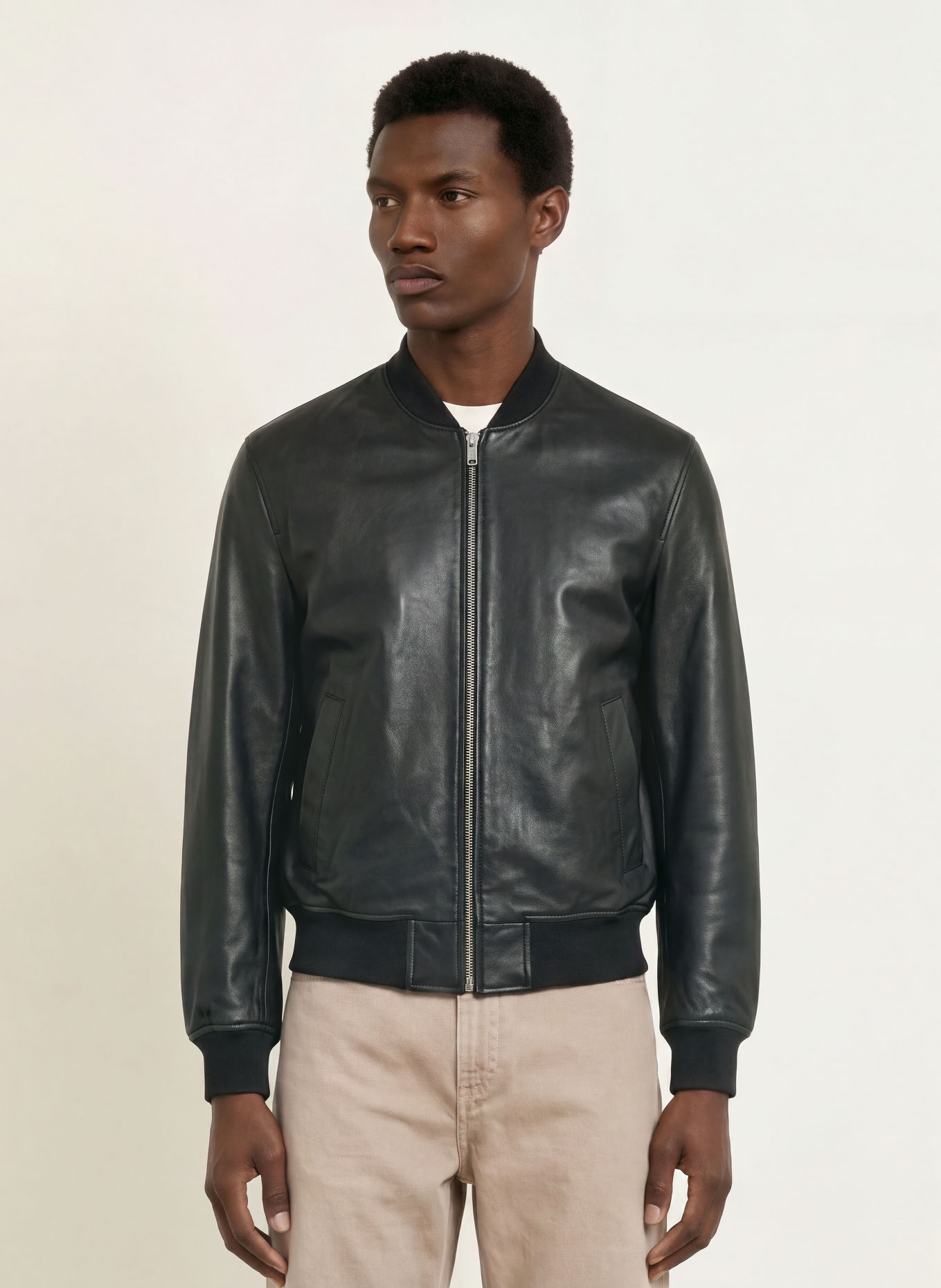 SANDRO Lederblouson: SCHWARZ