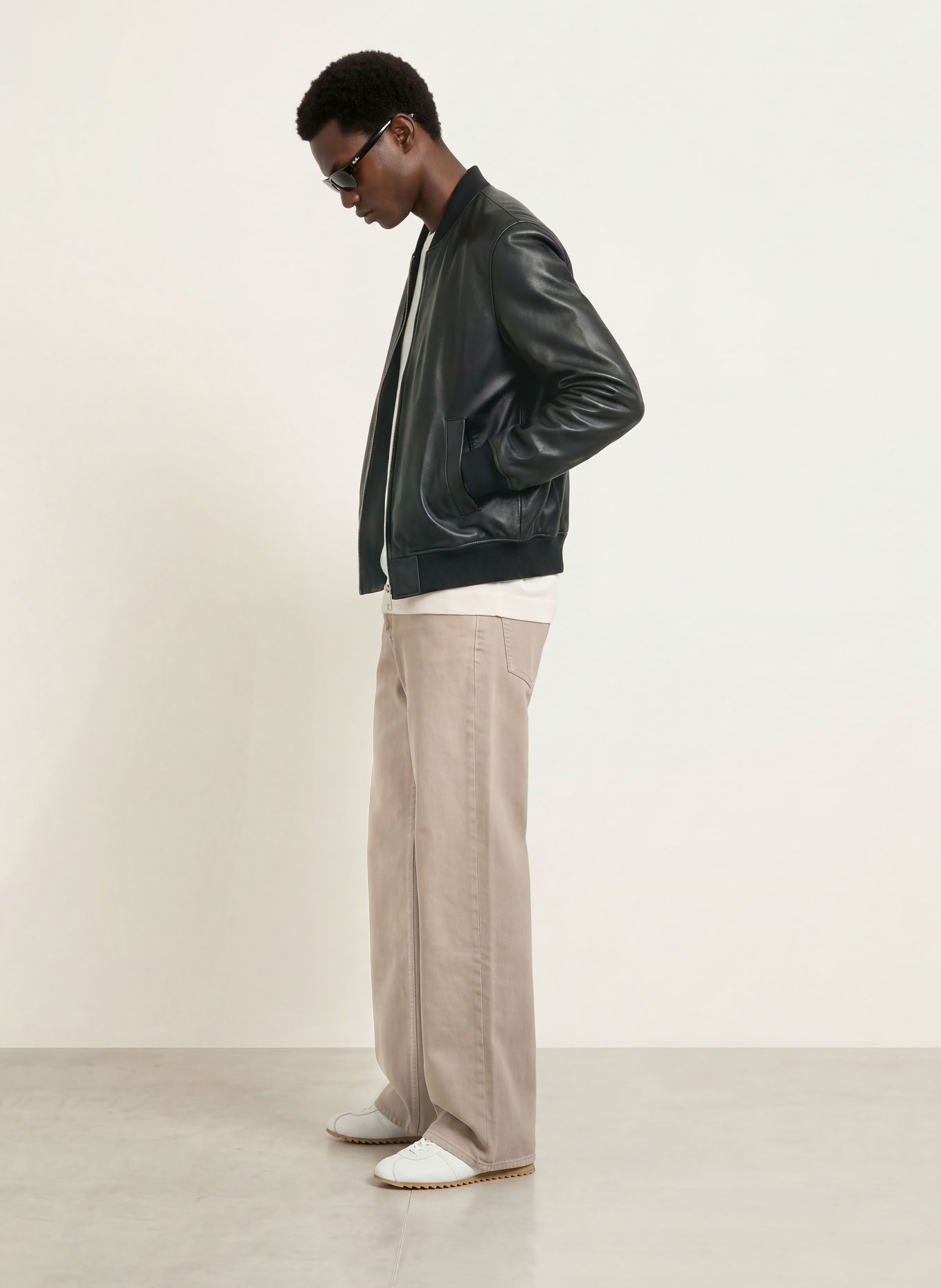SANDRO Lederblouson: SCHWARZ