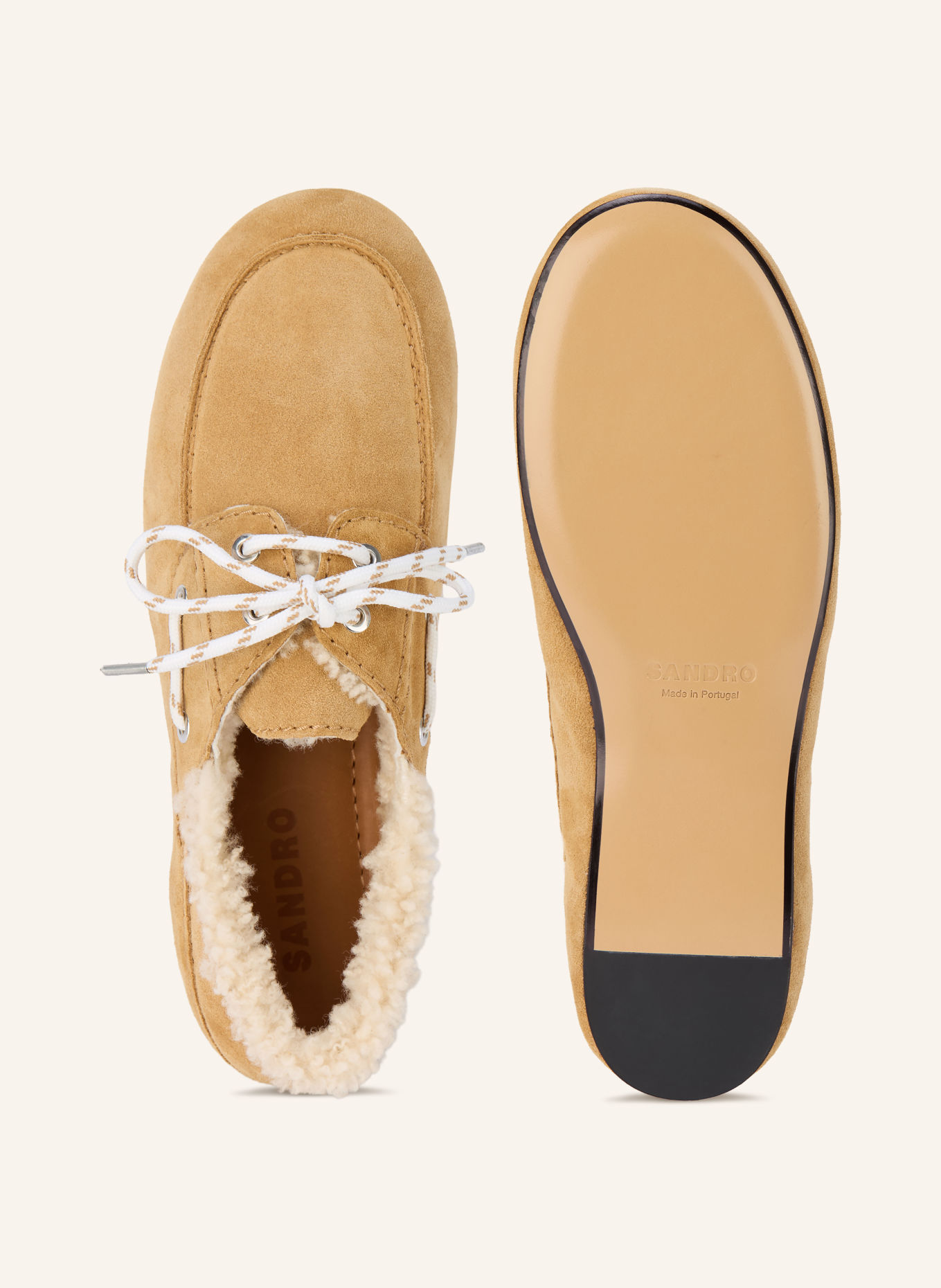 SANDRO Buty żeglarskie: CAMELOWY / ECRU