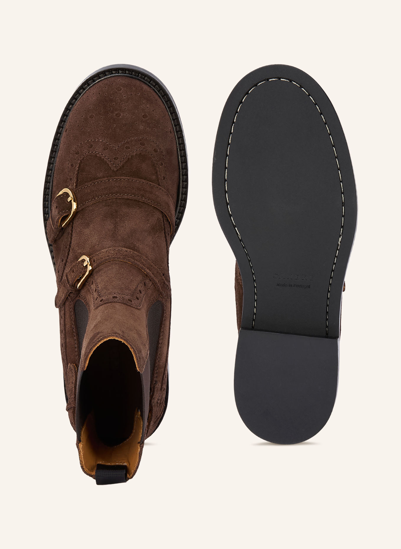 SANDRO Chelsea-Boots: DUNKELBRAUN / GOLD