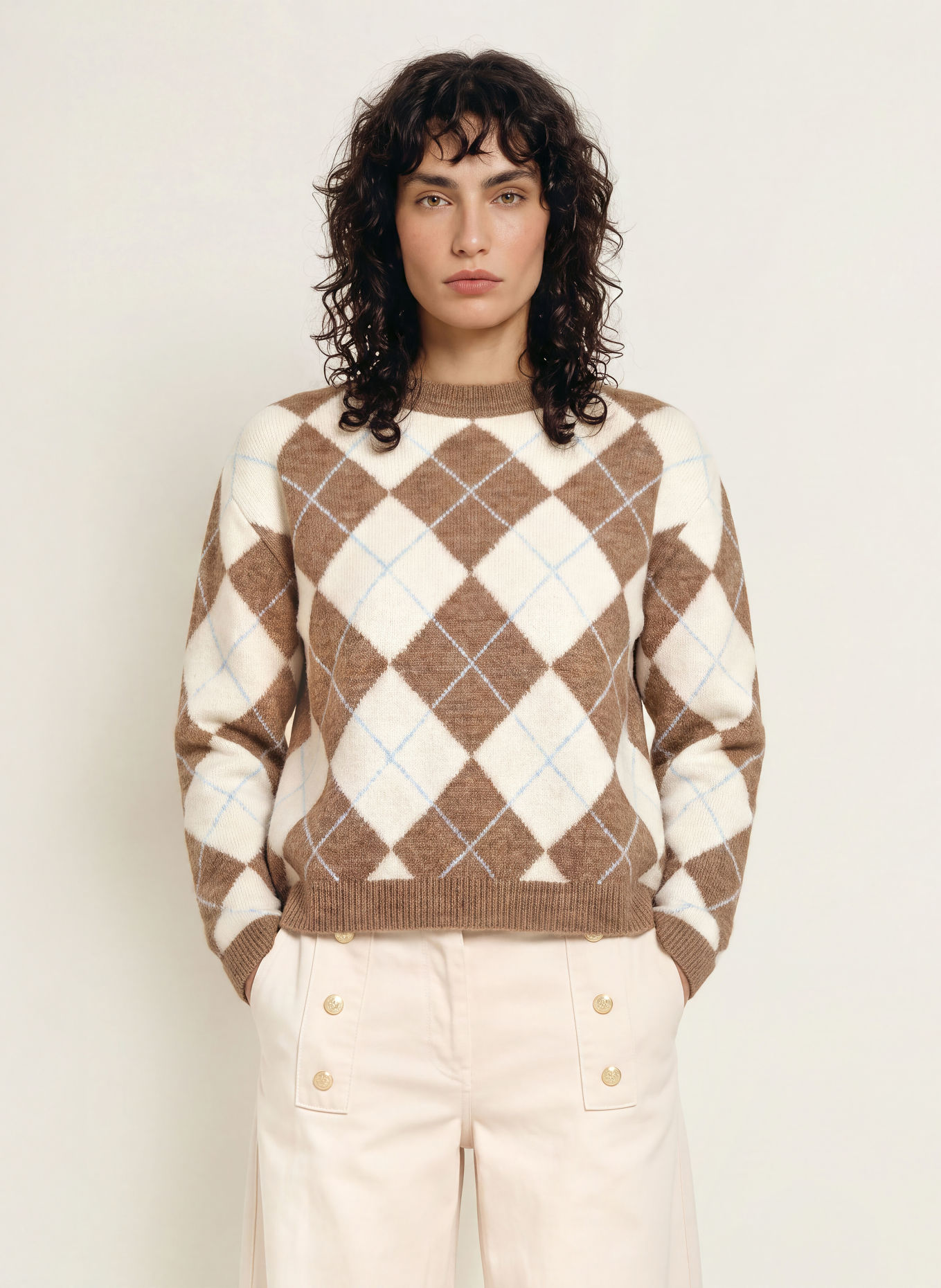 CLAUDIE PIERLOT Pullover: BEIGE / BRAUN / HELLBLAU