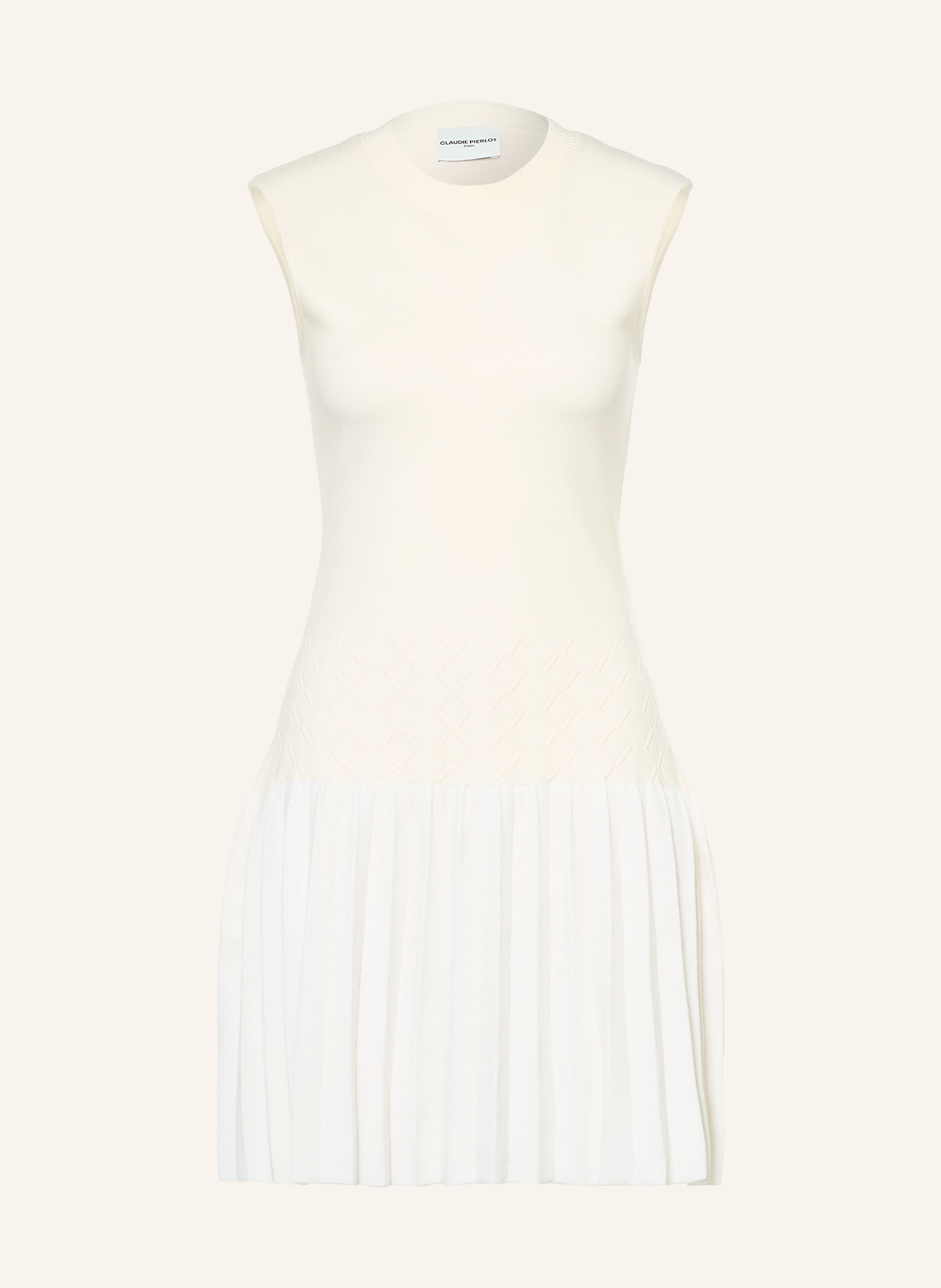 CLAUDIE PIERLOT Strickkleid mit Plisses: ECRU