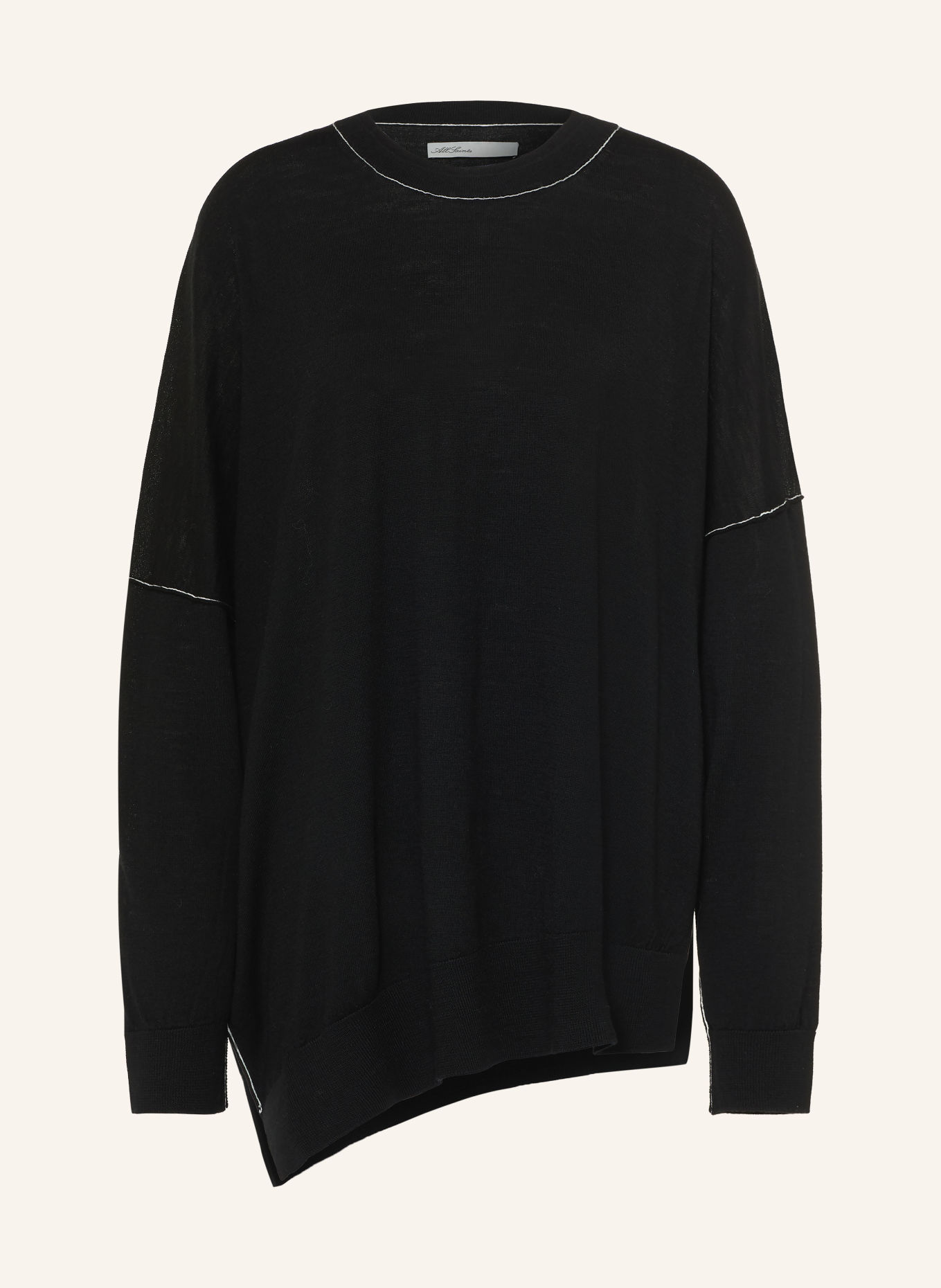 ALLSAINTS MARTEL Oversized Sweater Made of Merino Wool: BLACK / WHITE