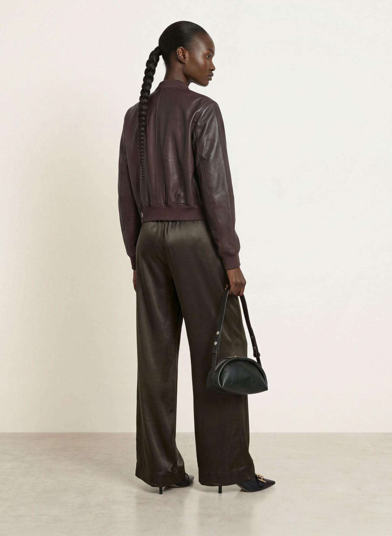 ALLSAINTS Pantalon palazzo LYCIA en satin: NOIR