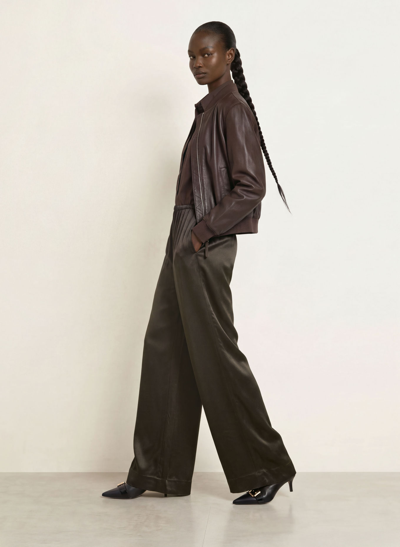 ALLSAINTS Pantalon palazzo LYCIA en satin: NOIR
