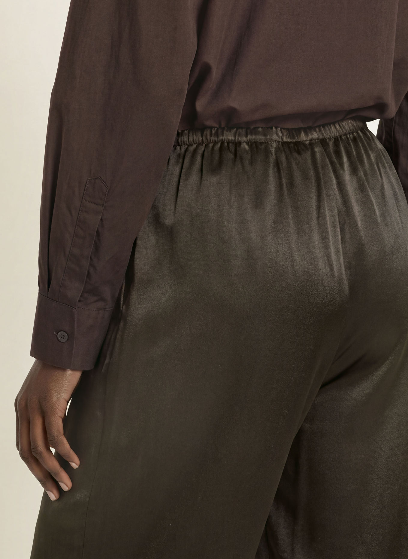 ALLSAINTS Pantalon palazzo LYCIA en satin: NOIR